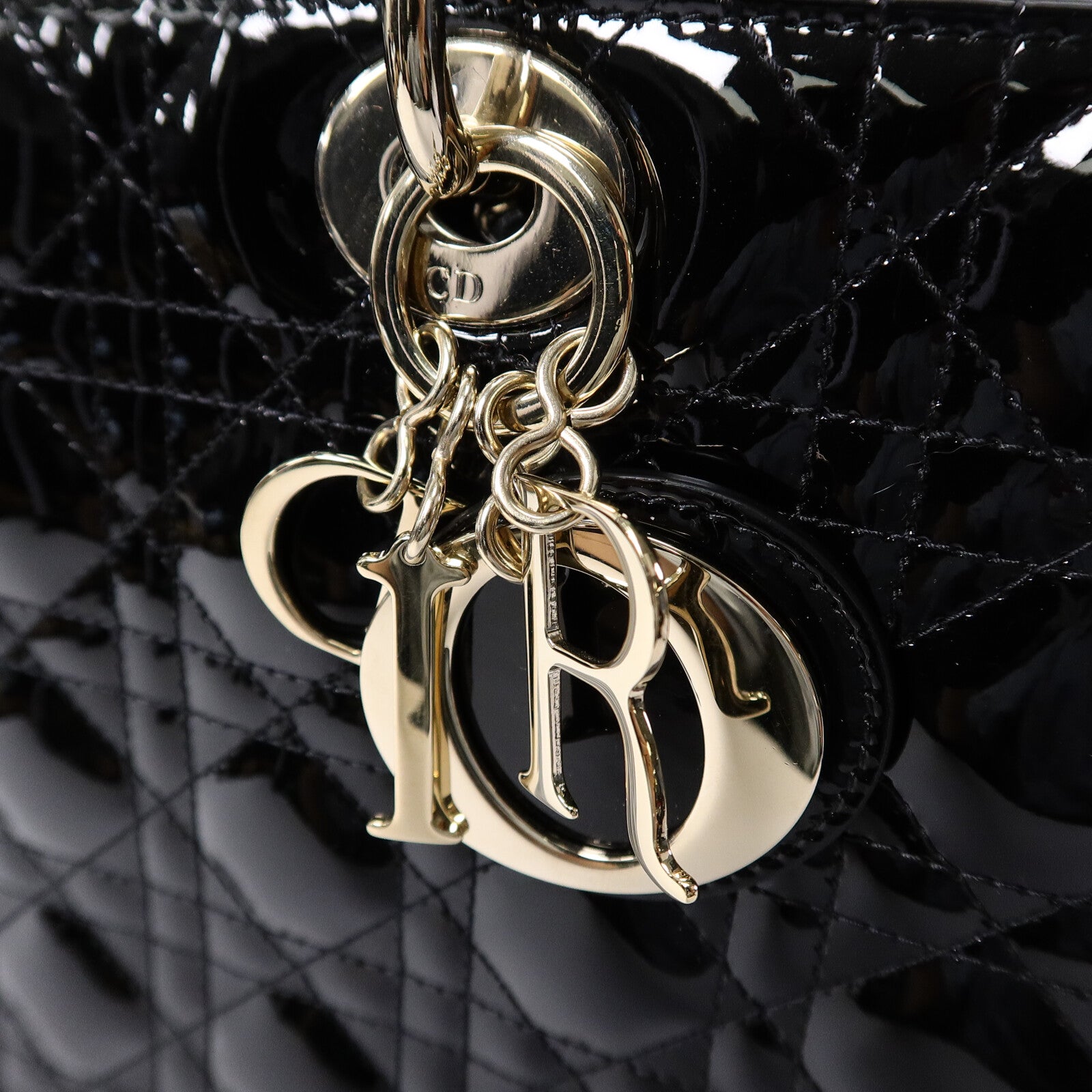 Dior 漆皮皮革Lady Dior Large手挽肩背兩用袋
