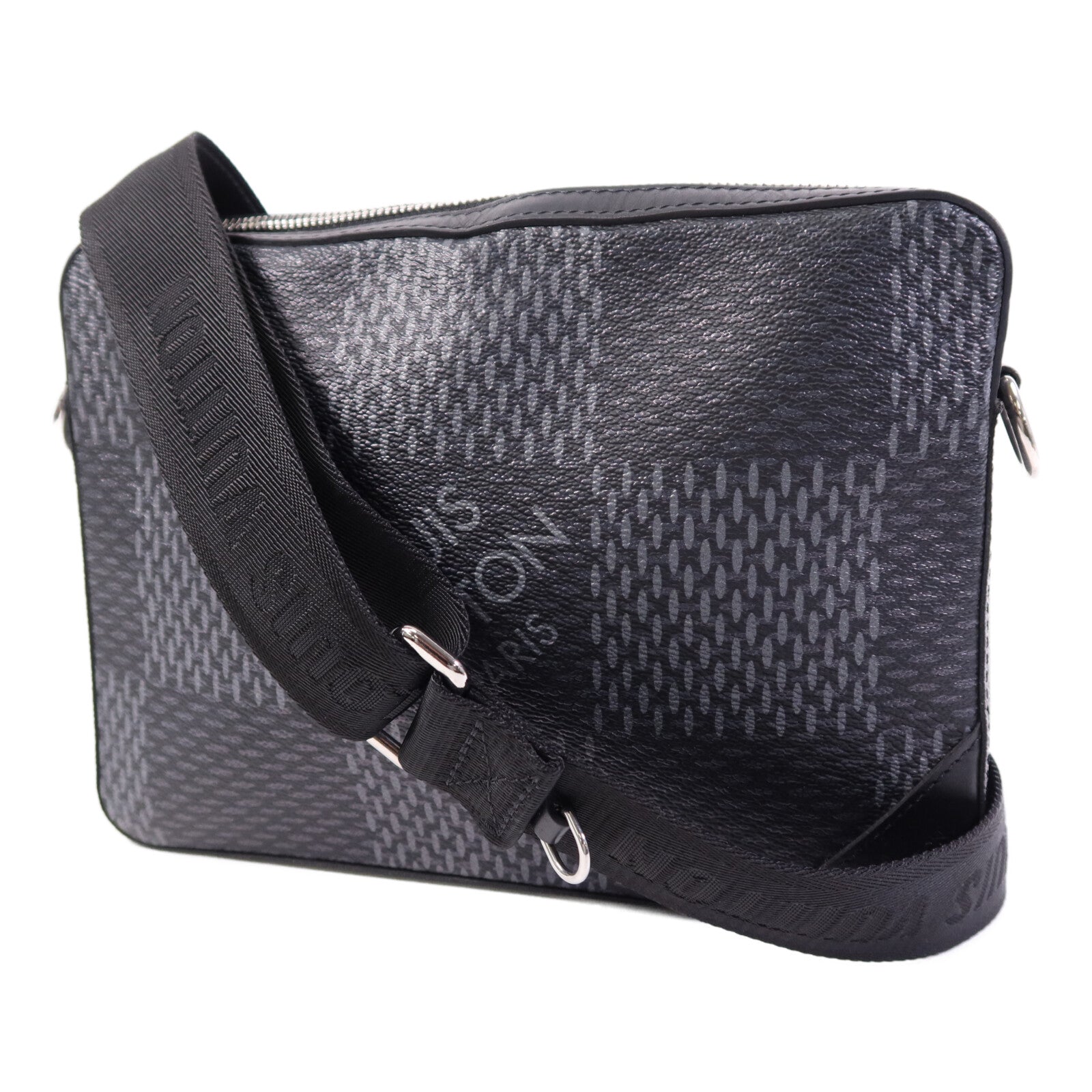 LOUIS VUITTON Damier Graphite Trio Messenger銀扣肩背袋