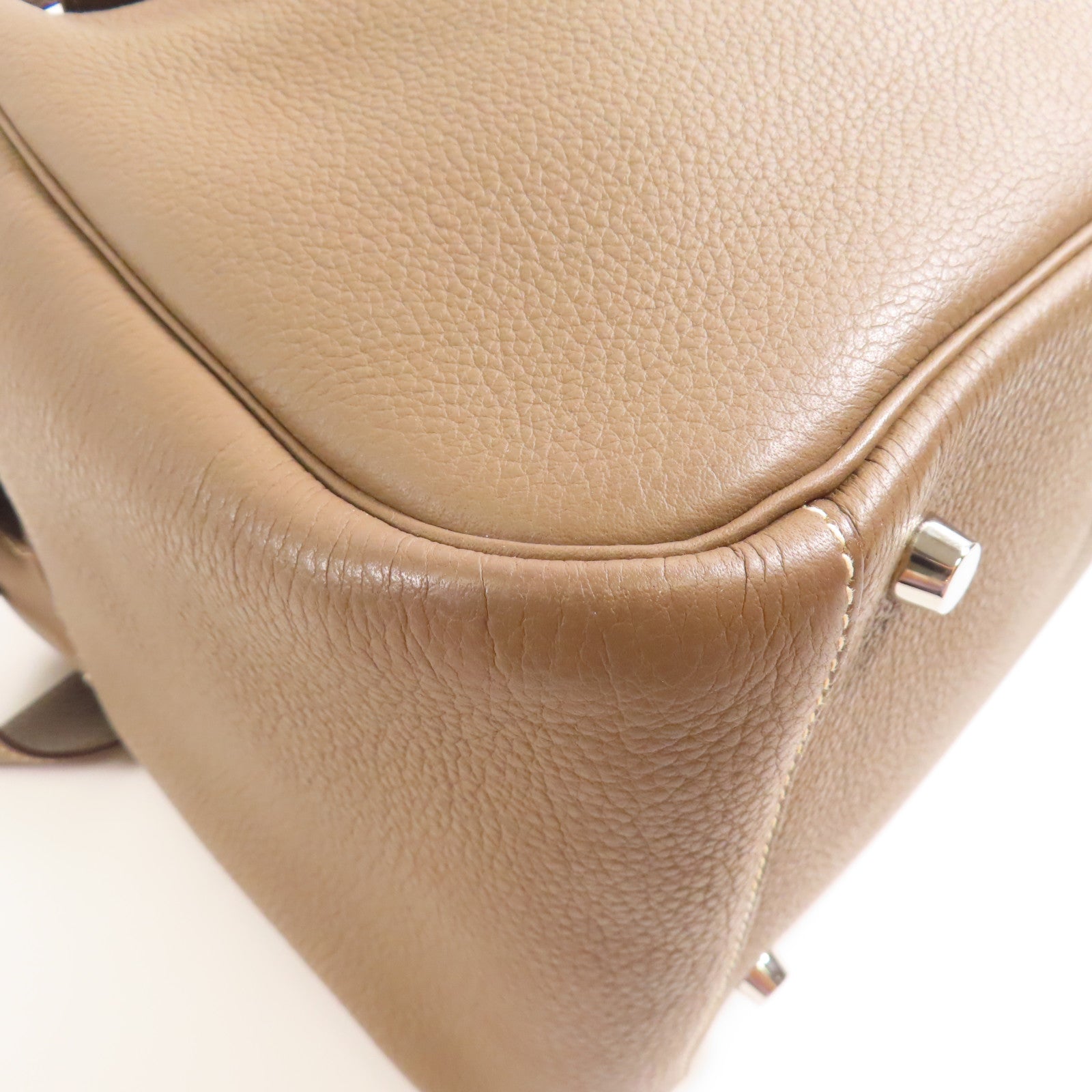 HERMES Togo皮革Lindy 34銀扣手挽肩背兩用袋18 Etoupe