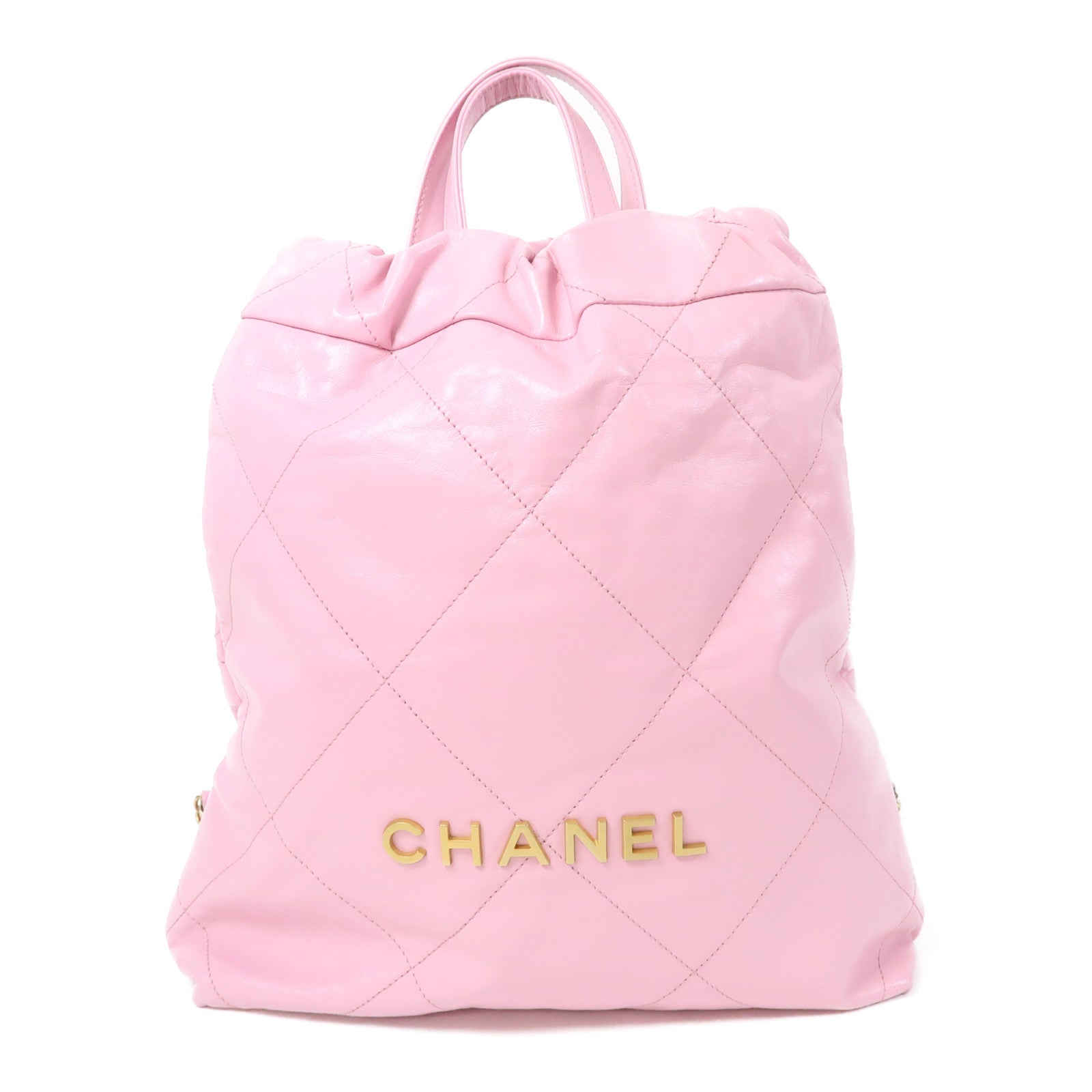 CHANEL 【激減優惠】菱格牛皮皮革Chanel 22 Medium金扣背包粉紅色