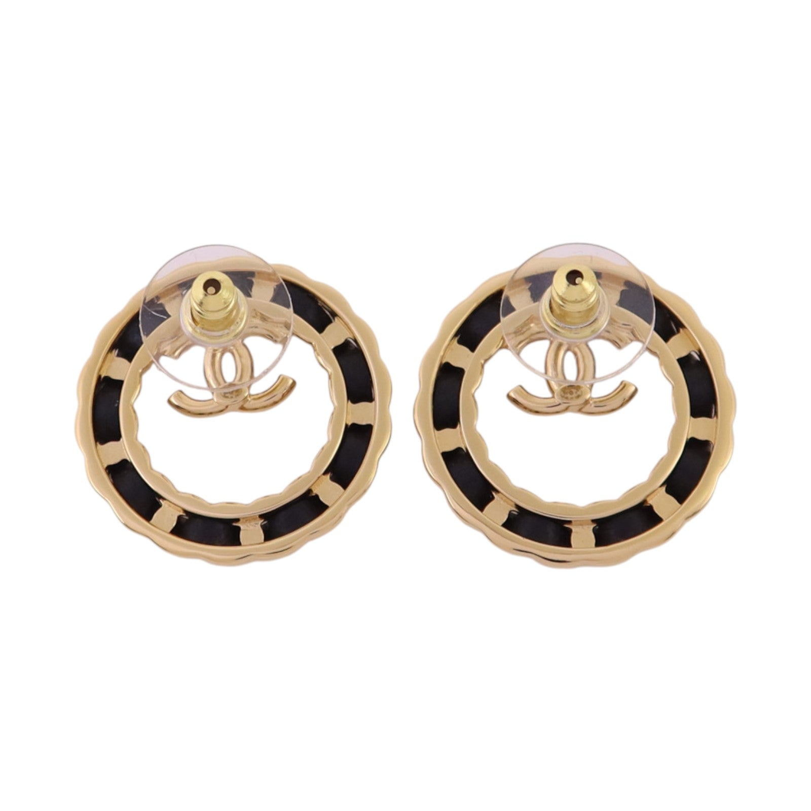 CHANEL 金屬/皮革Earrings金扣耳環
