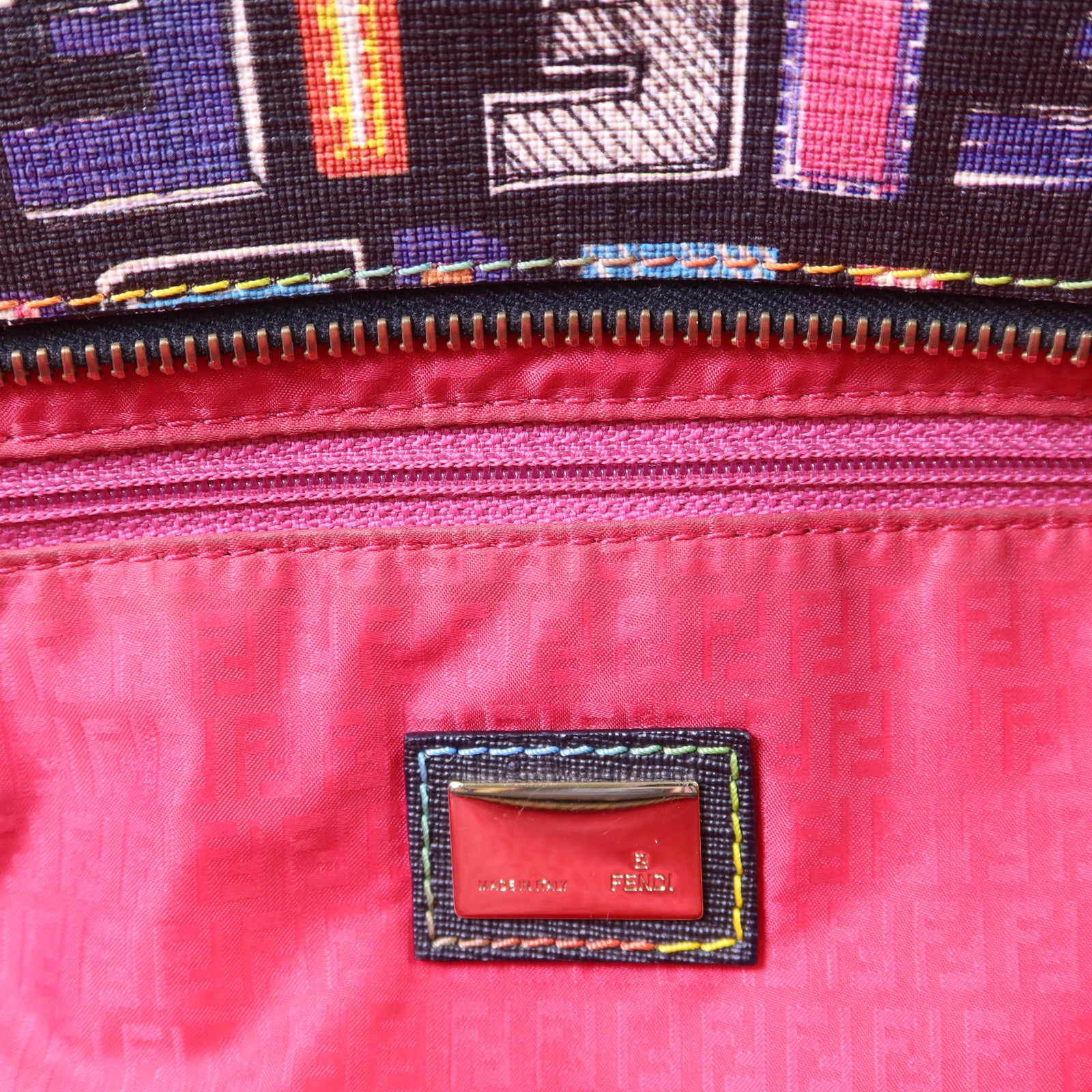 FENDI 塗層帆布Shoulder Tote金扣肩背袋/手挽袋