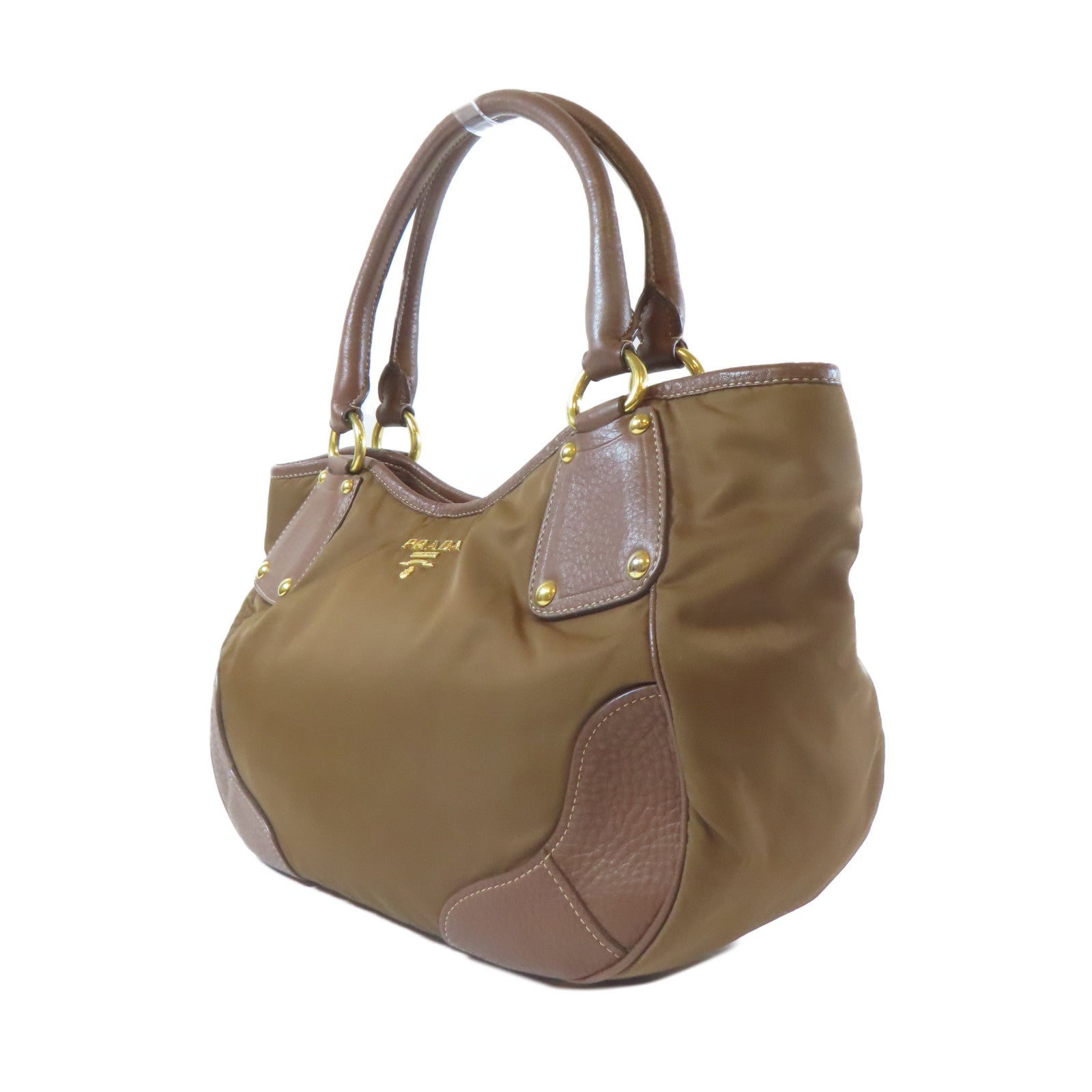PRADA 尼龍Shoulder Bag金扣肩背袋啡色