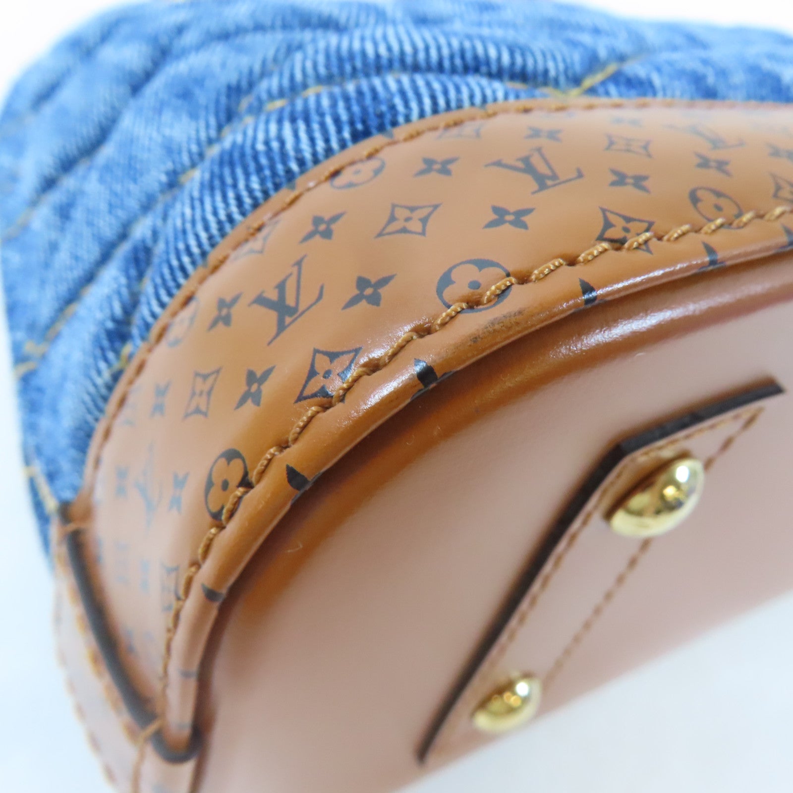 LOUIS VUITTON 【激減優惠】Monogram Denim Alma BB金扣手挽肩背兩用袋藍色/啡色