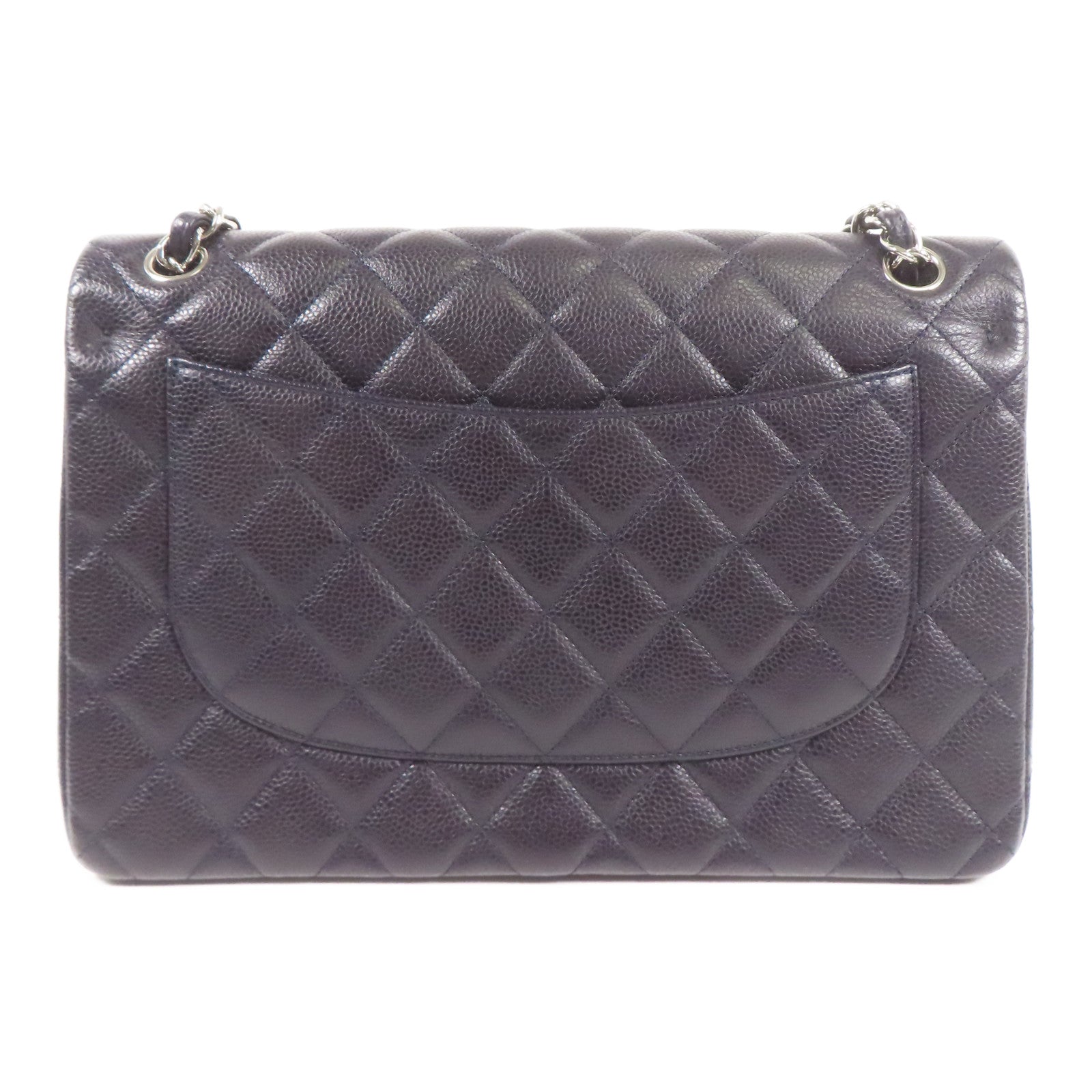 CHANEL 牛皮皮革Large Classic銀扣鏈帶肩背袋