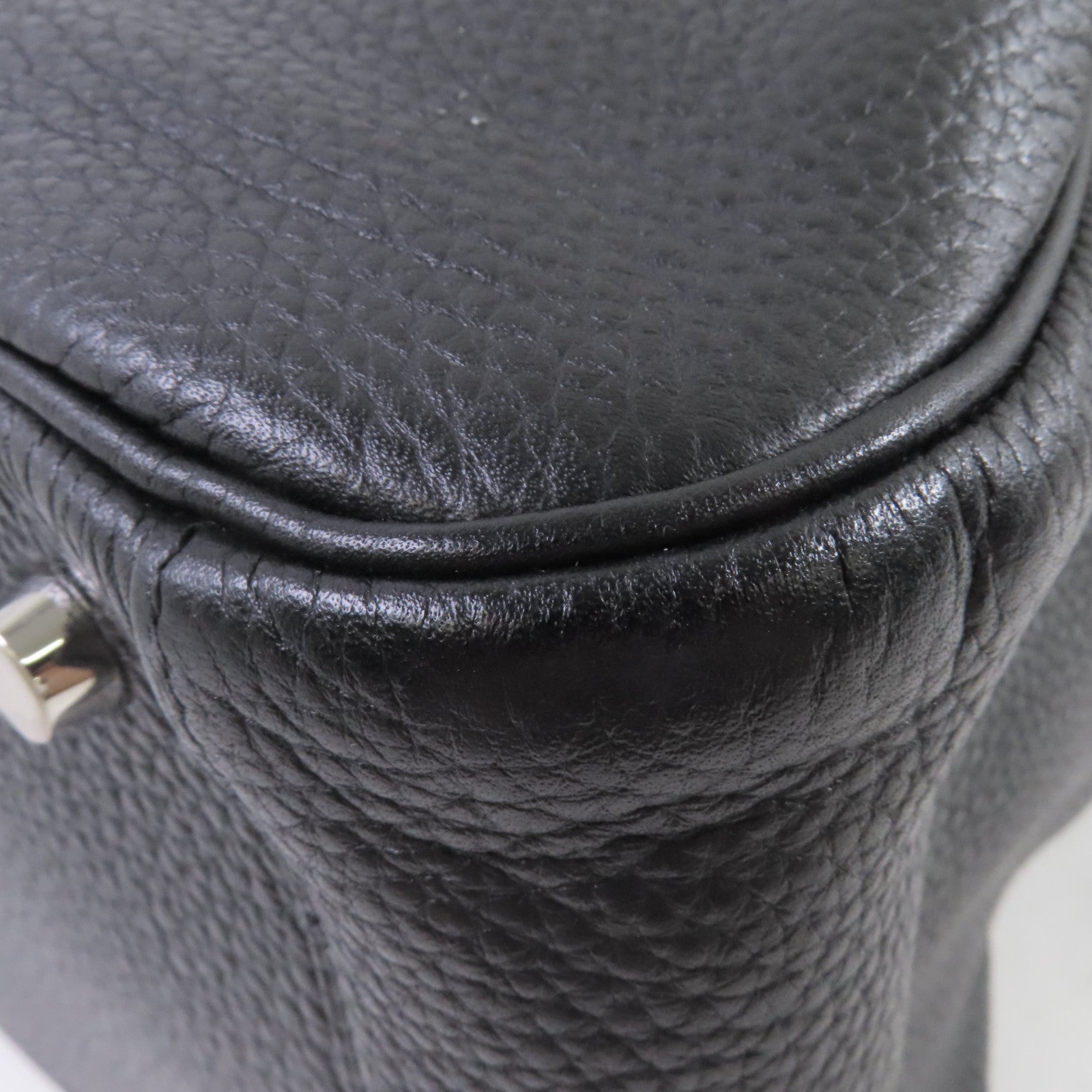 HERMES Clemence皮革Lindy 34 Shoulder Bag銀扣肩背袋黑色