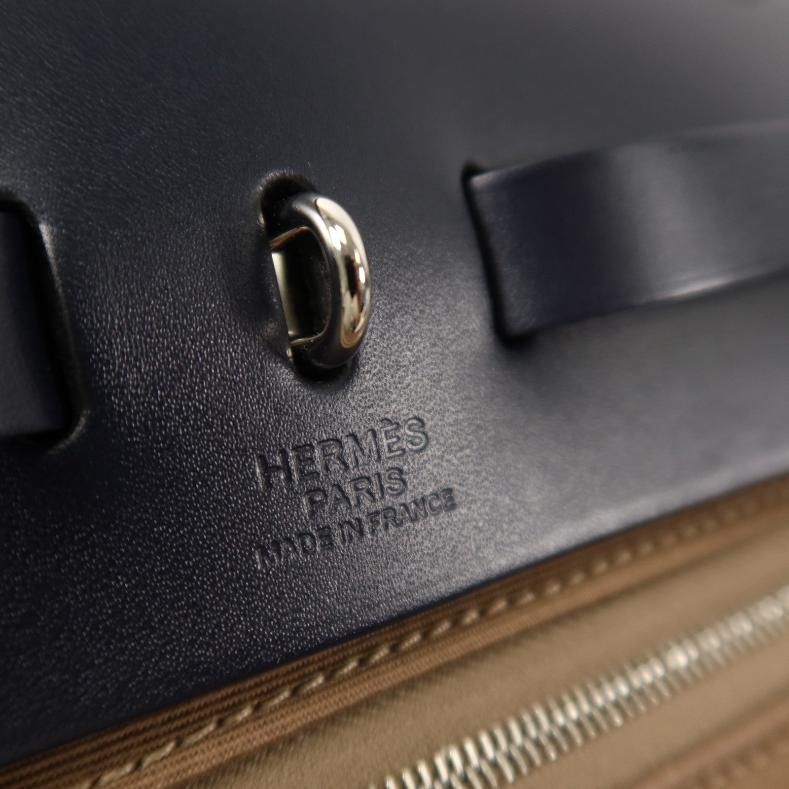 HERMES 帆布Herbag PM手挽肩背兩用袋Etoupe
