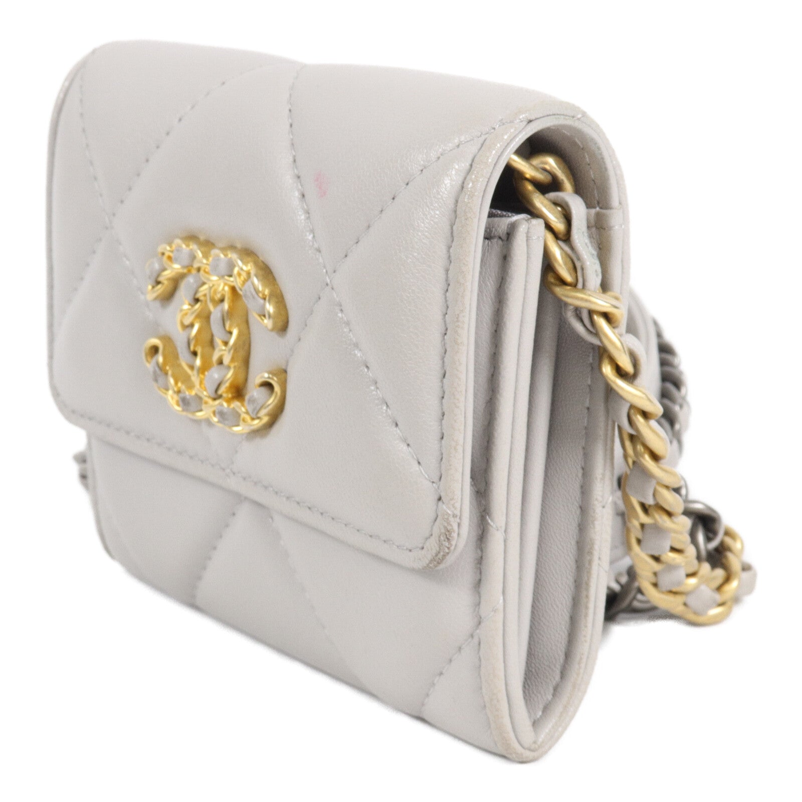 CHANEL 羊皮皮革Chanel 19 Chain Coin Purse鏈帶肩背袋
