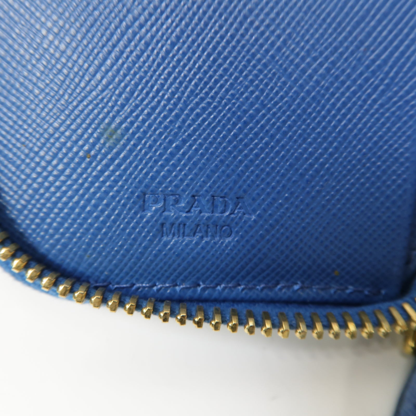 PRADA 牛皮皮革Key Case金扣鎖匙包藍色