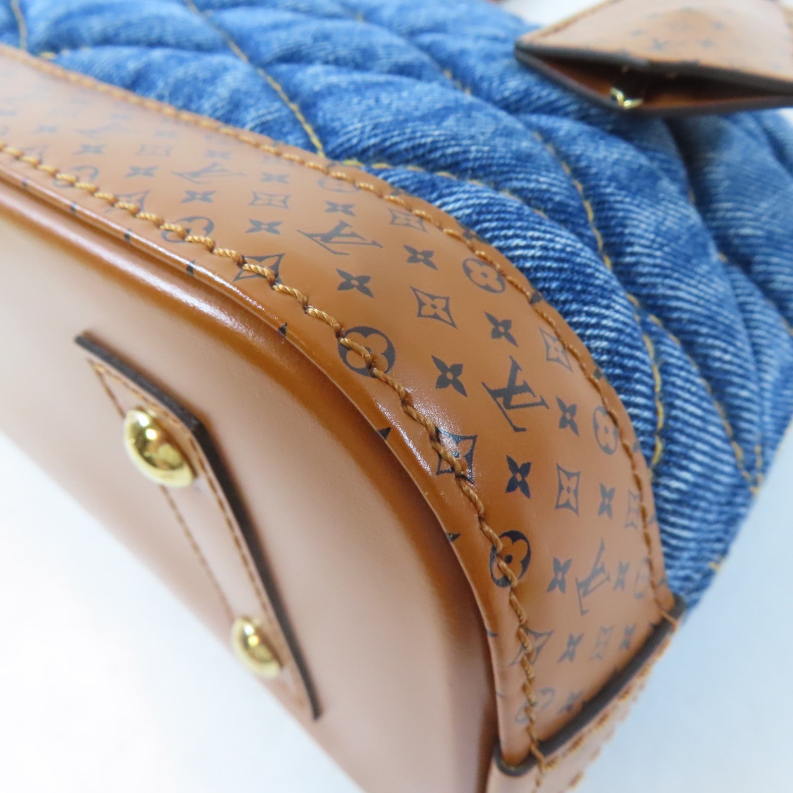LOUIS VUITTON 【激減優惠】Monogram Denim Alma BB金扣手挽肩背兩用袋藍色/啡色