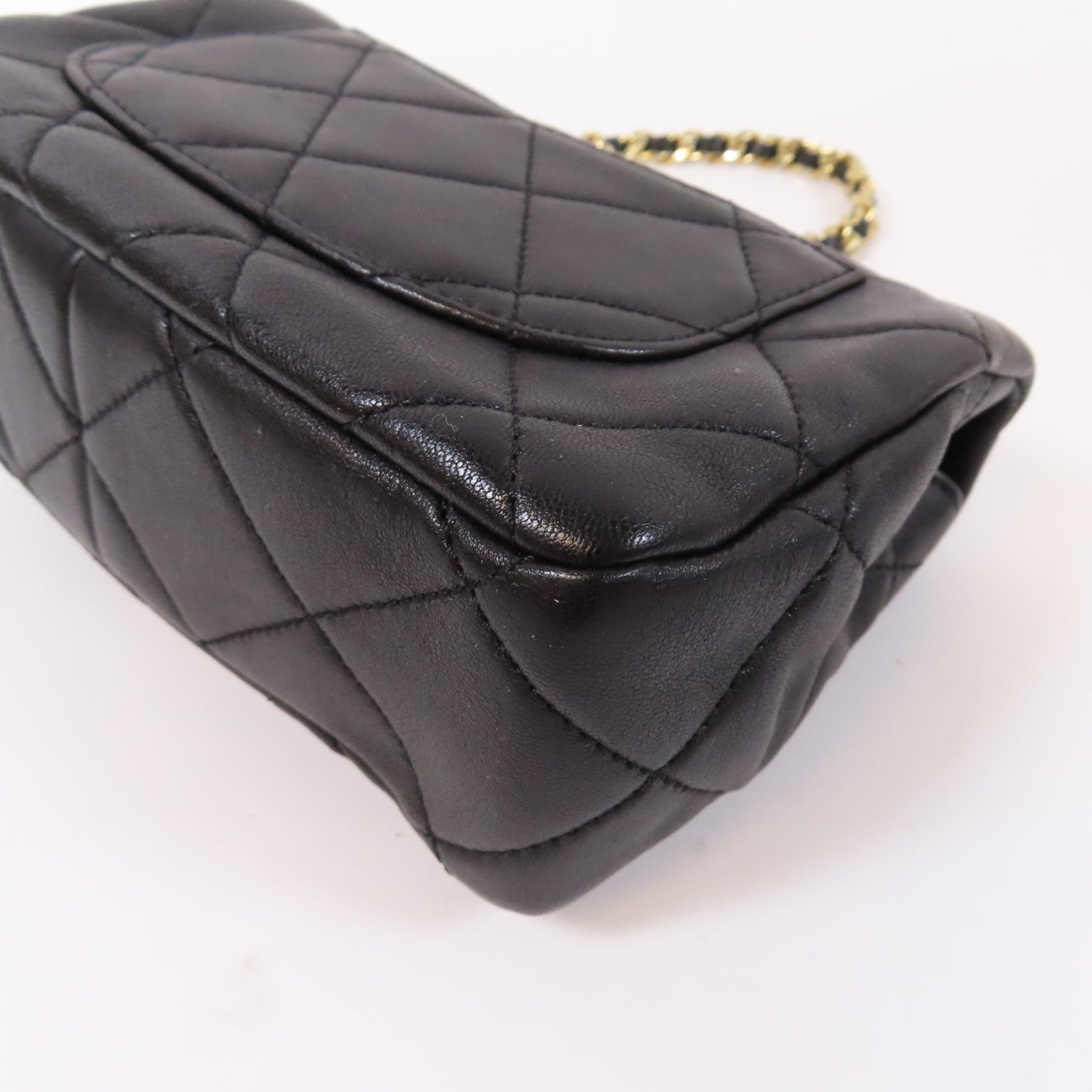 CHANEL 【激減優惠】菱格羊皮皮革2 Way Chain Shoulder金扣鏈帶手挽肩背兩用袋黑色