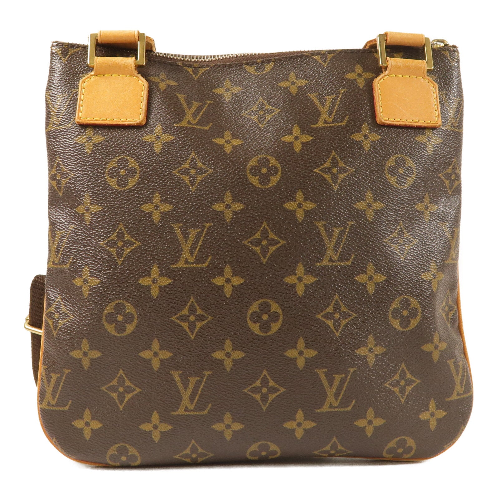 LOUIS VUITTON Monogram Pochette Bosphore金扣肩背袋棕色