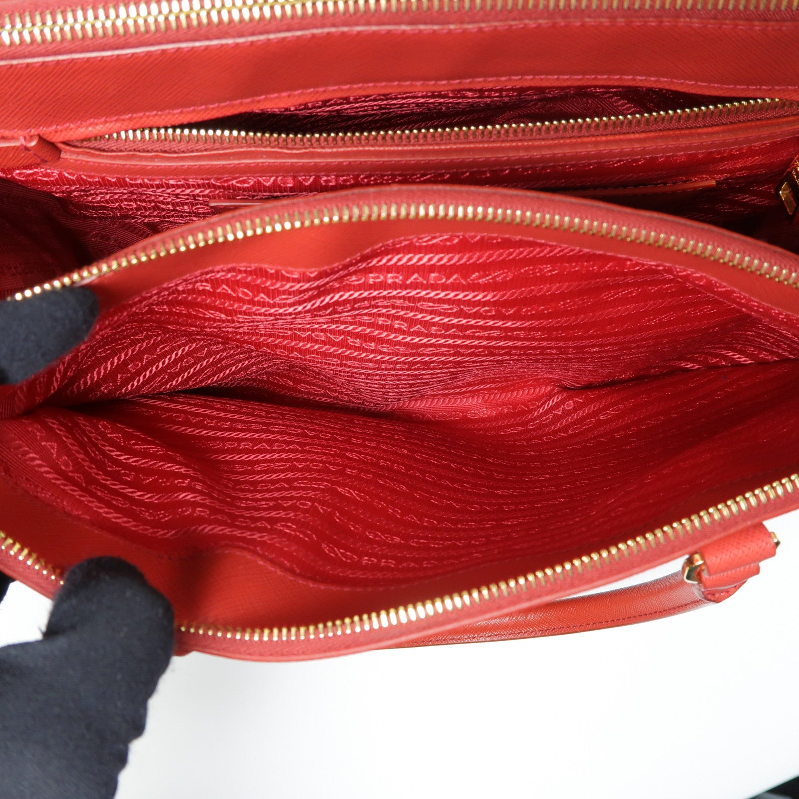 PRADA 牛皮皮革Galleria金扣手挽肩背兩用袋