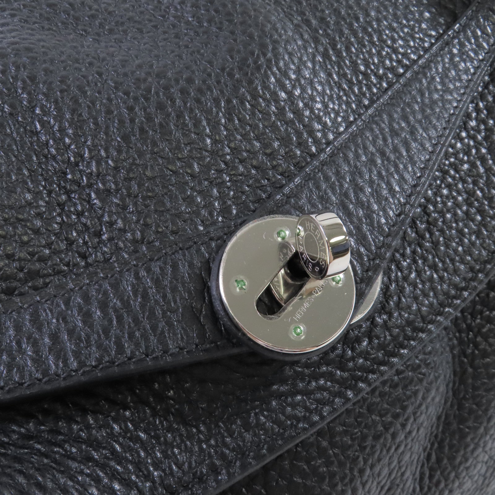 HERMES Clemence皮革Lindy 34 Shoulder Bag銀扣肩背袋黑色