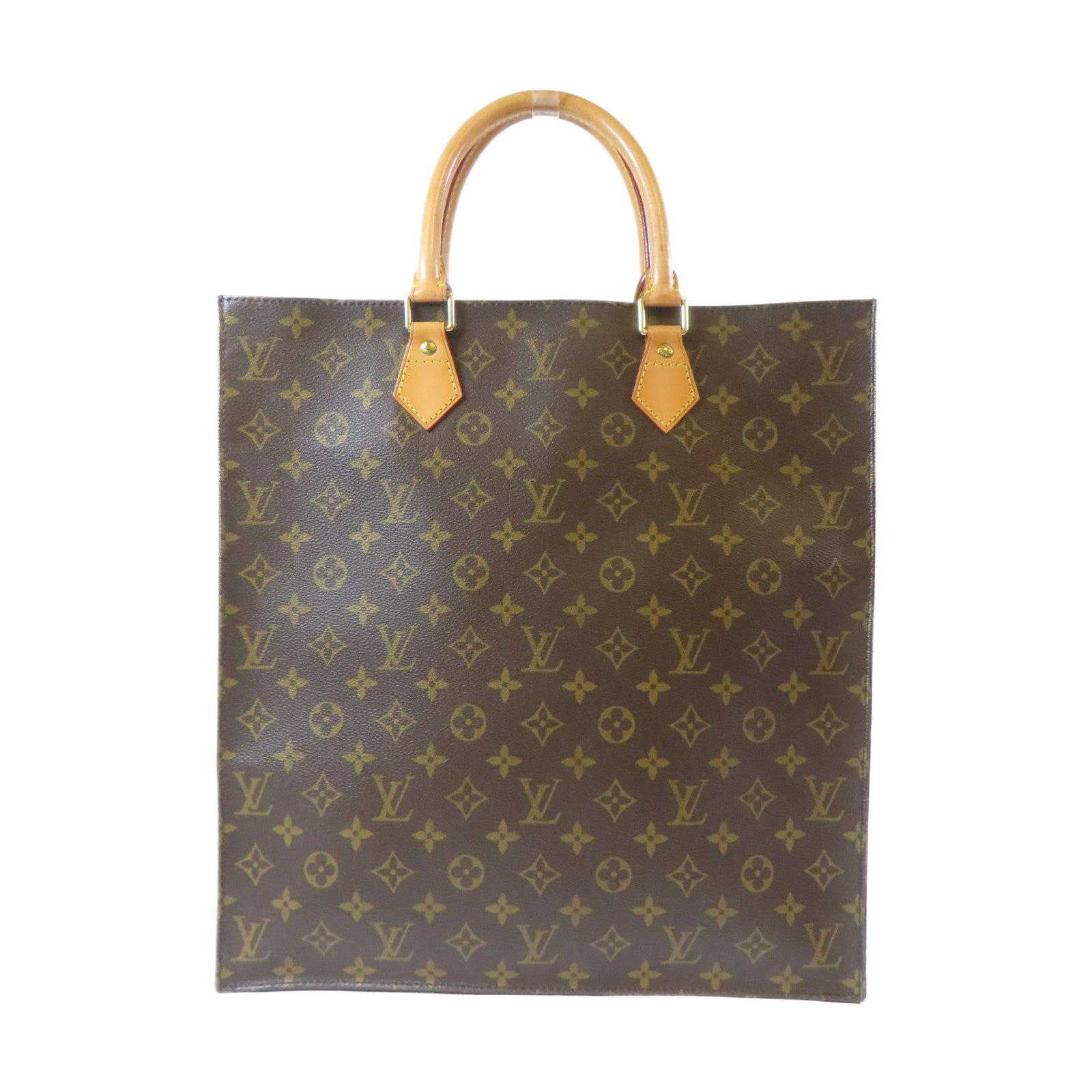 LOUIS VUITTON Monogram Sac Plat Tote Bag金扣手挽袋啡色