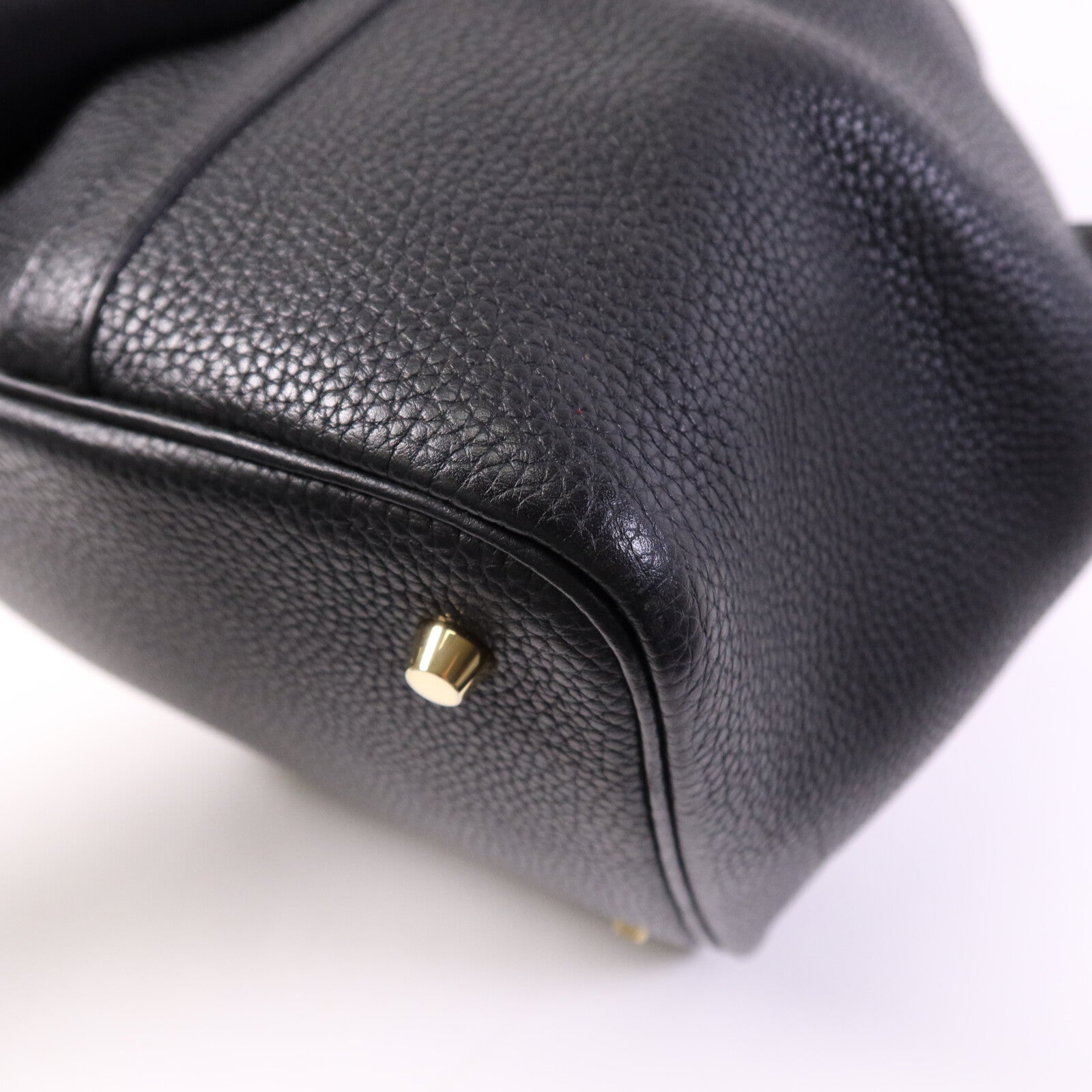 HERMES 【激減優惠】Clemence皮革Picotin MM金扣手挽袋Noir