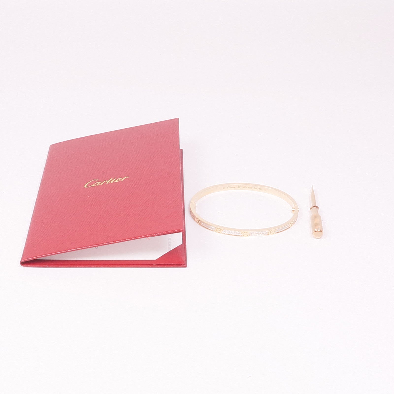 CARTIER 18K玫瑰金Love Bracelet鑽石手鏈Cartier#17