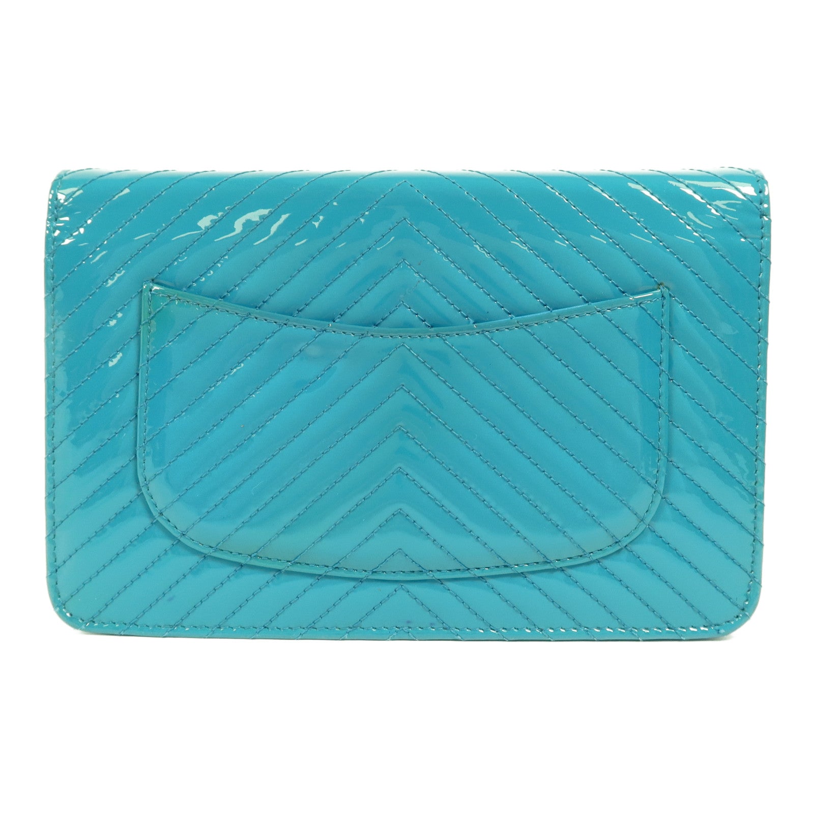 CHANEL 漆皮皮革WOC Chain Shoulder Bag銀扣鏈帶肩背袋