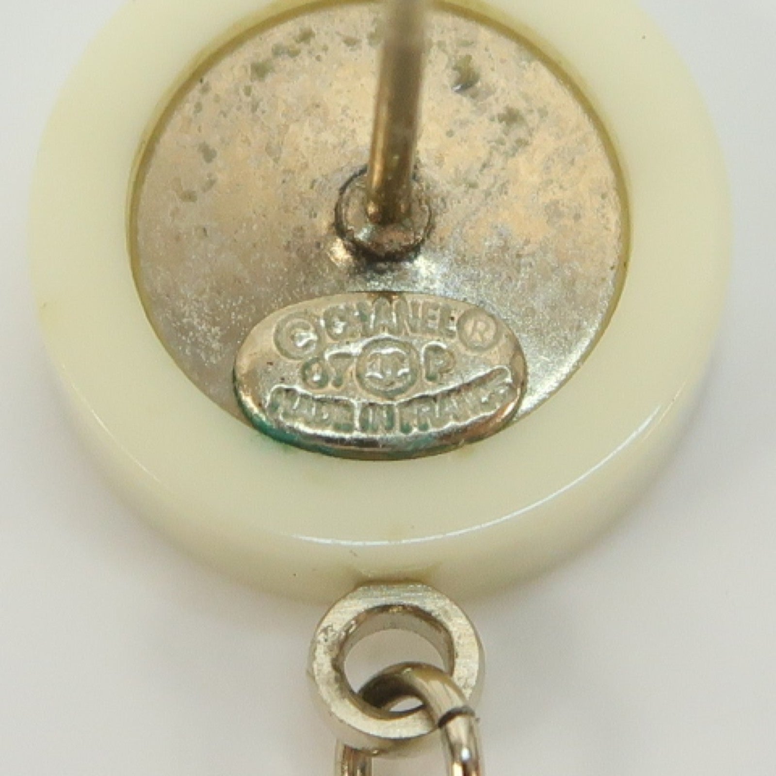 CHANEL 金屬/PVC Earrings耳環白色/金色