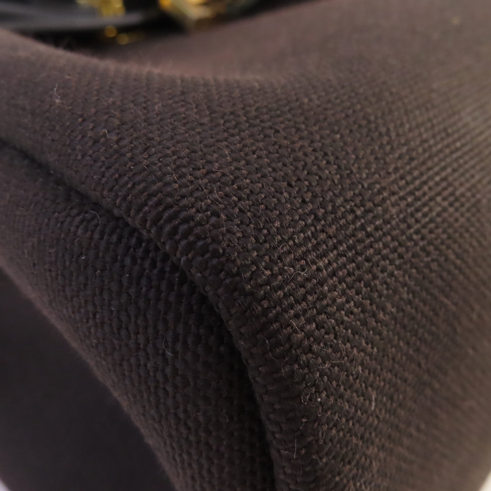 HERMES Toile Militaire帆布Herbag PM 2Way Shoulder Bag金扣手挽肩背兩用袋Ebene烏木色