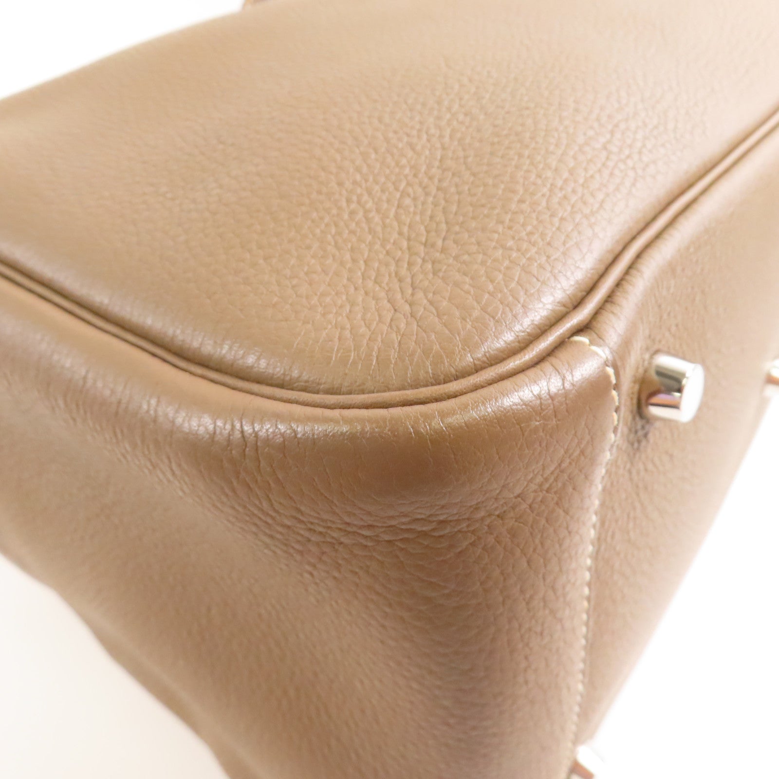 HERMES Togo皮革Lindy 34銀扣手挽肩背兩用袋18 Etoupe