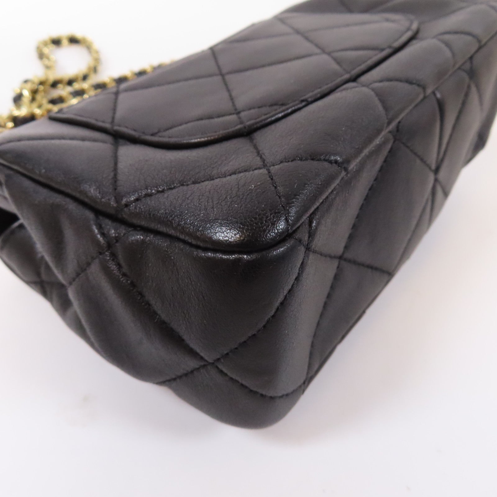 CHANEL 【激減優惠】菱格羊皮皮革2 Way Chain Shoulder金扣鏈帶手挽肩背兩用袋黑色