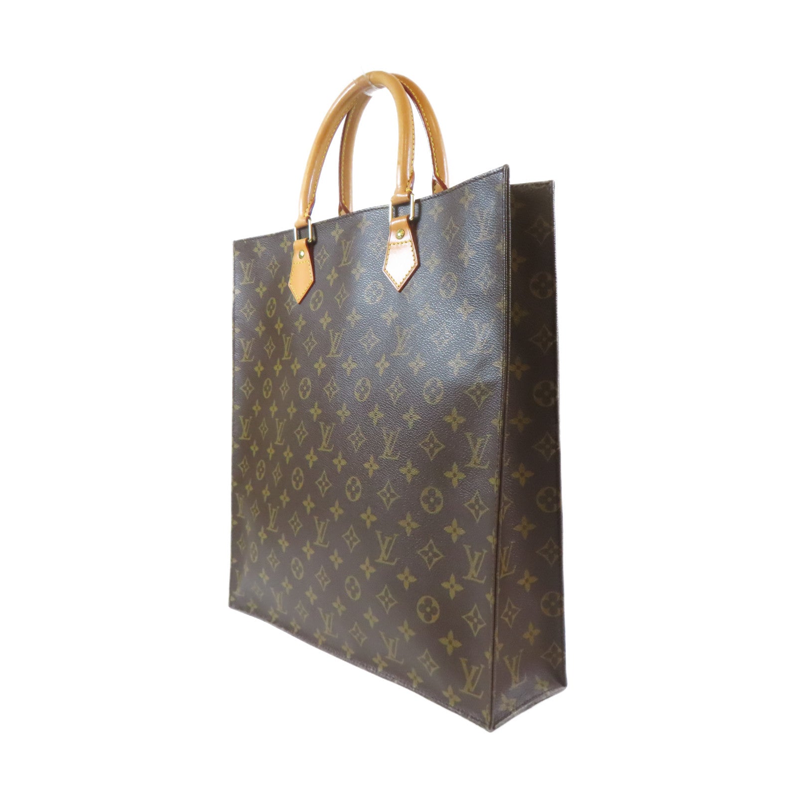 LOUIS VUITTON Monogram Sac Plat Tote Bag金扣手挽袋啡色