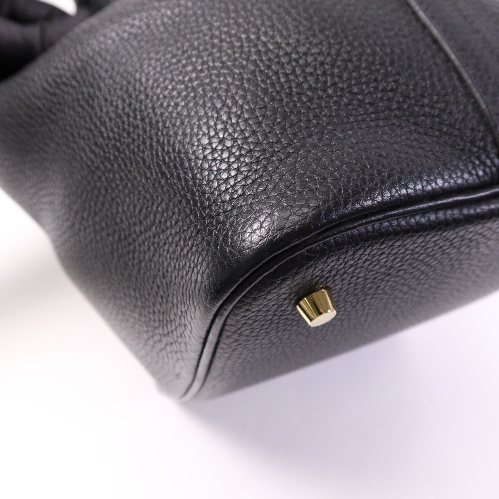 HERMES 【激減優惠】Clemence皮革Picotin MM金扣手挽袋Noir