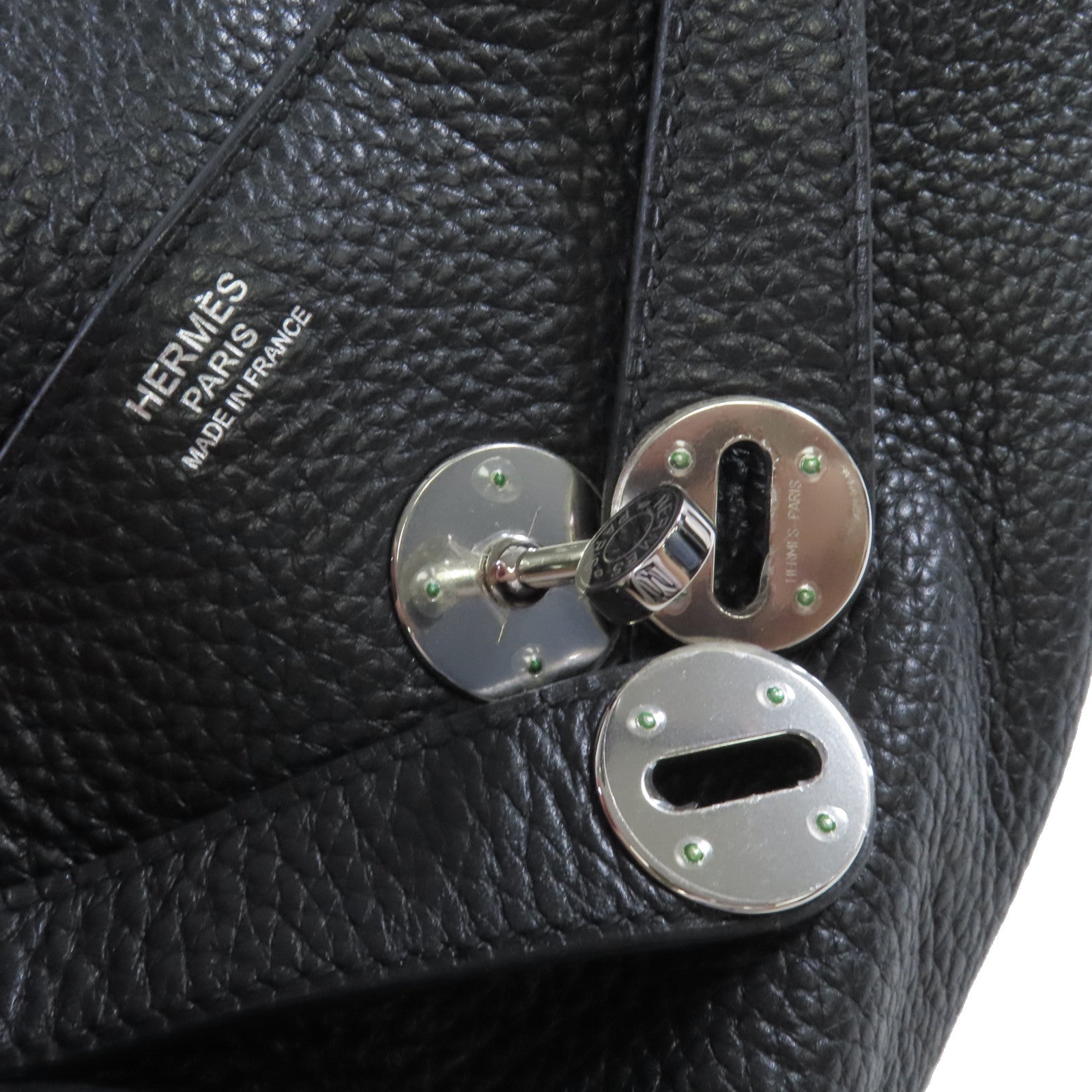 HERMES Clemence皮革Lindy 34 Shoulder Bag銀扣肩背袋黑色