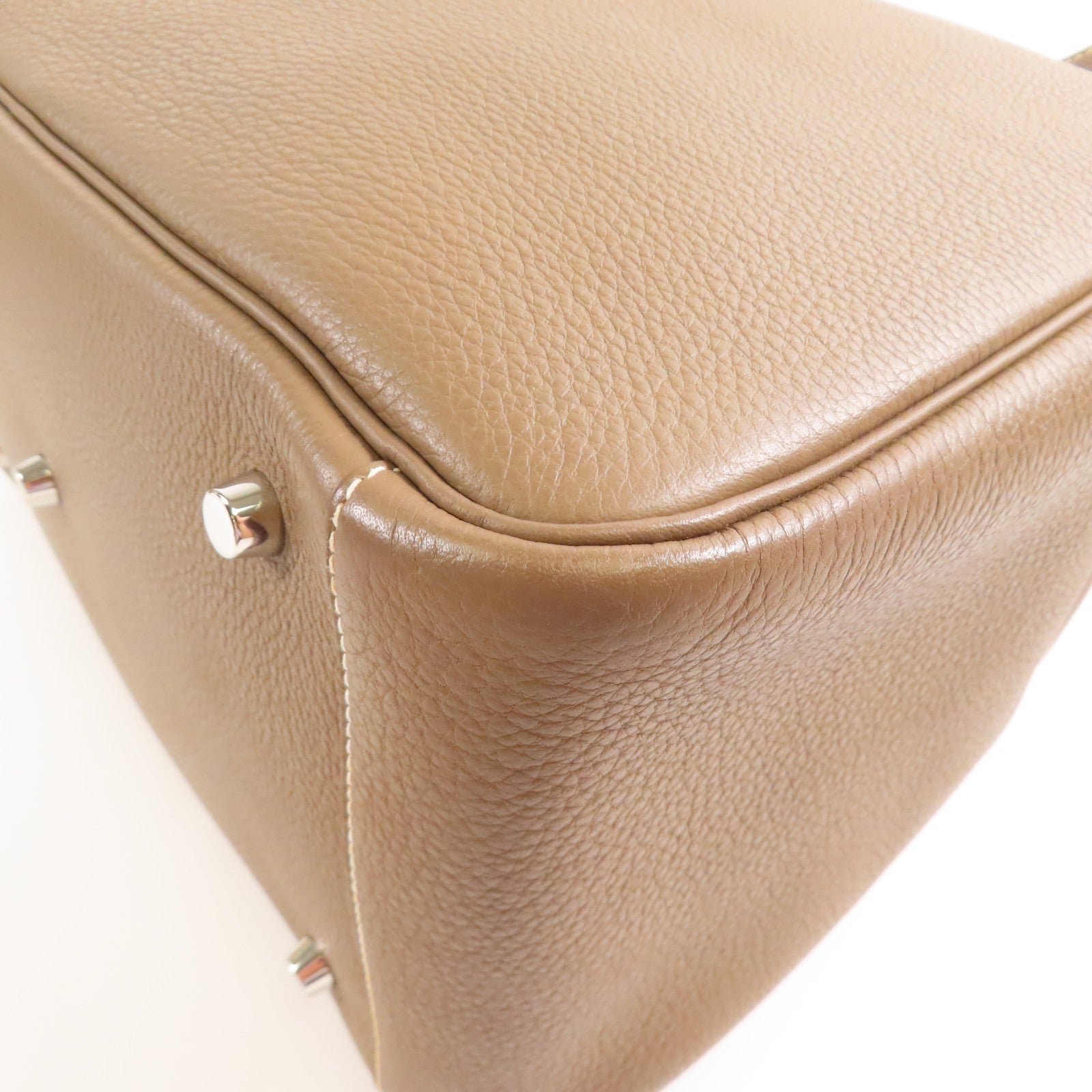 HERMES Togo皮革Lindy 34銀扣手挽肩背兩用袋18 Etoupe