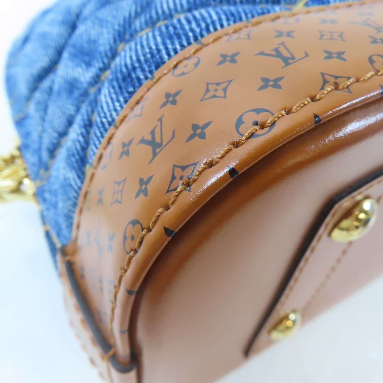 LOUIS VUITTON 【激減優惠】Monogram Denim Alma BB金扣手挽肩背兩用袋藍色/啡色