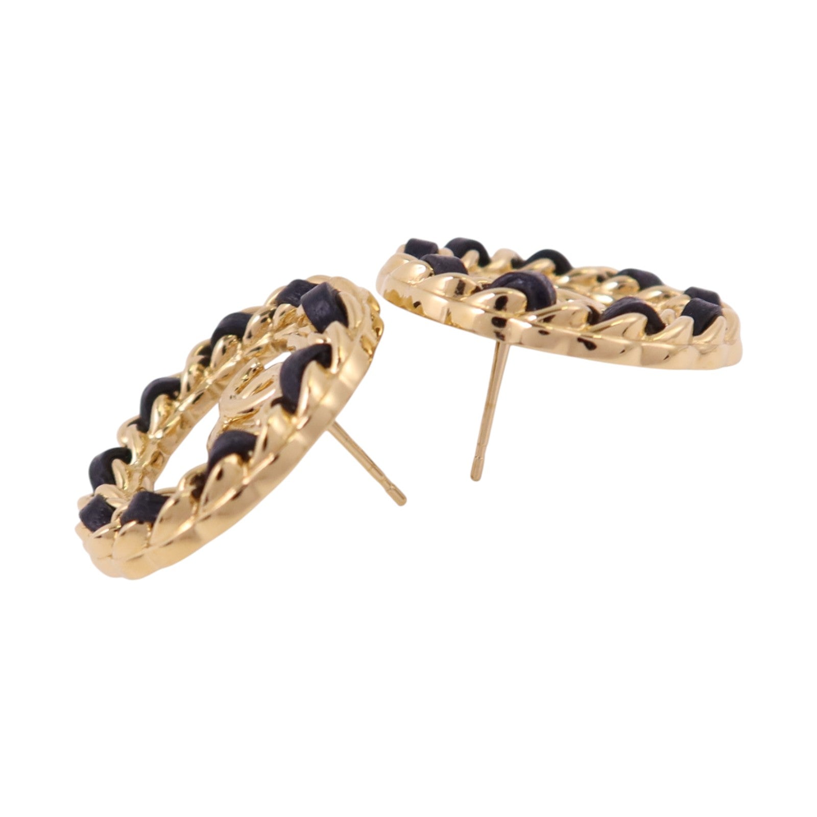 CHANEL 金屬/皮革Earrings金扣耳環