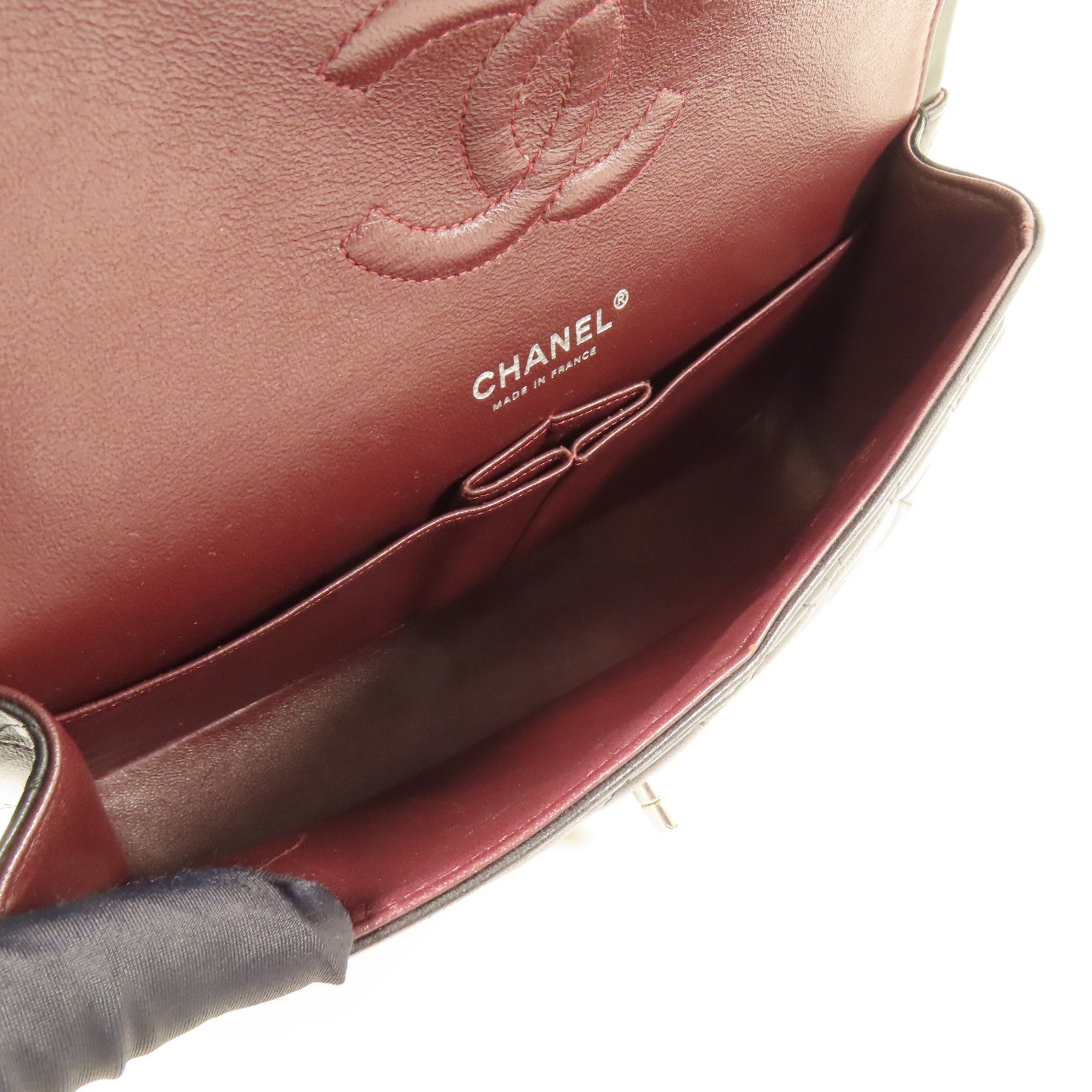 CHANEL 羊皮皮革Classic 25銀扣鏈帶肩背袋