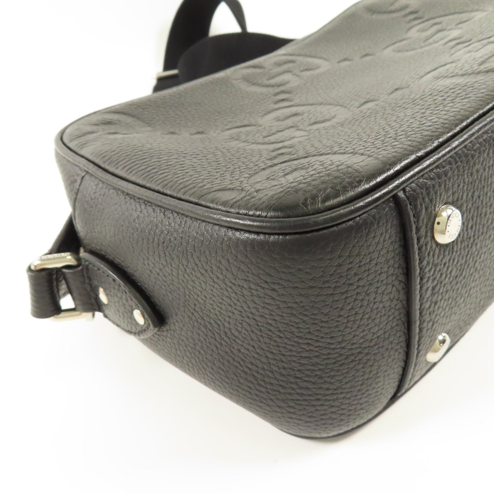 GUCCI 牛皮皮革Camera Bag銀扣肩背袋