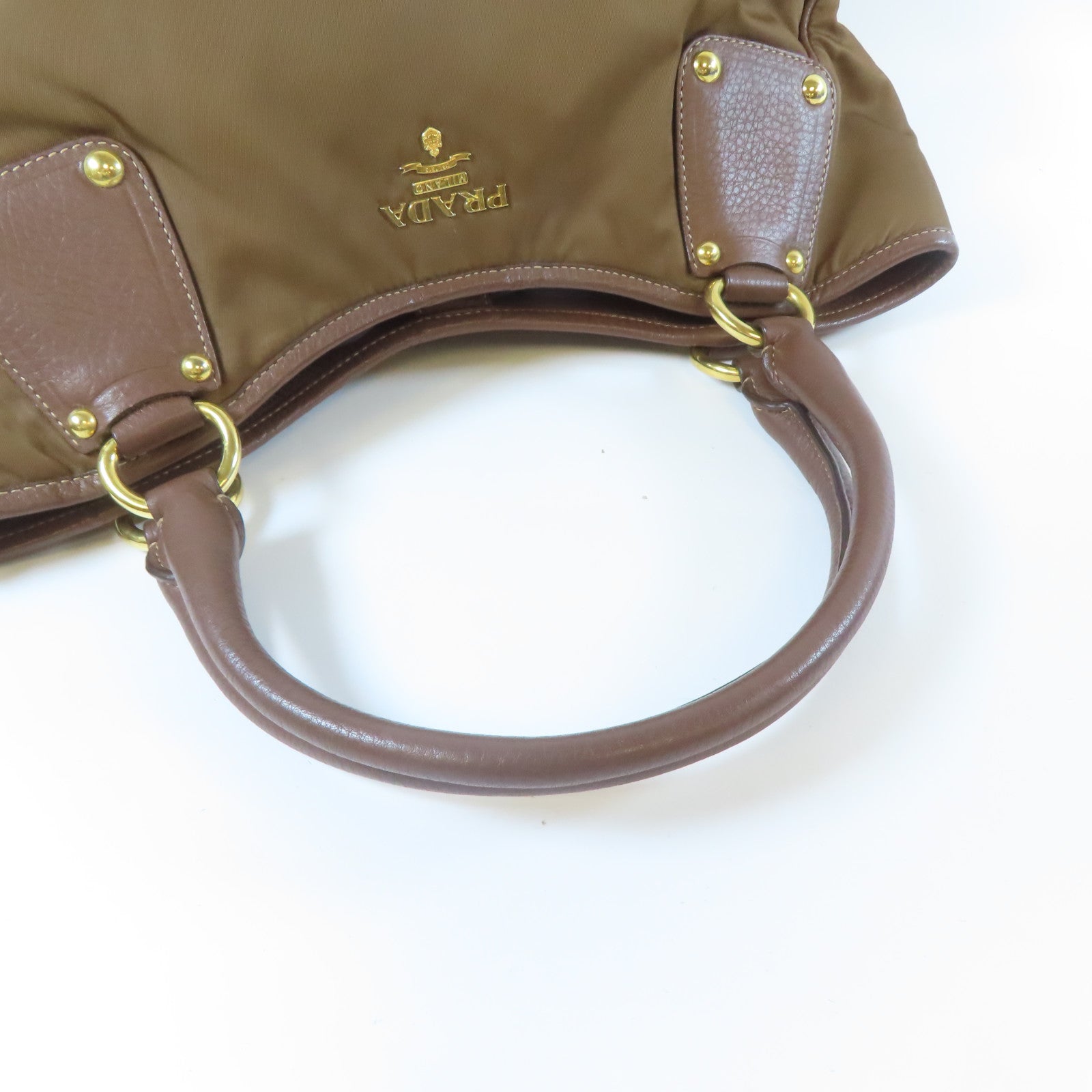 PRADA 尼龍Shoulder Bag金扣肩背袋啡色