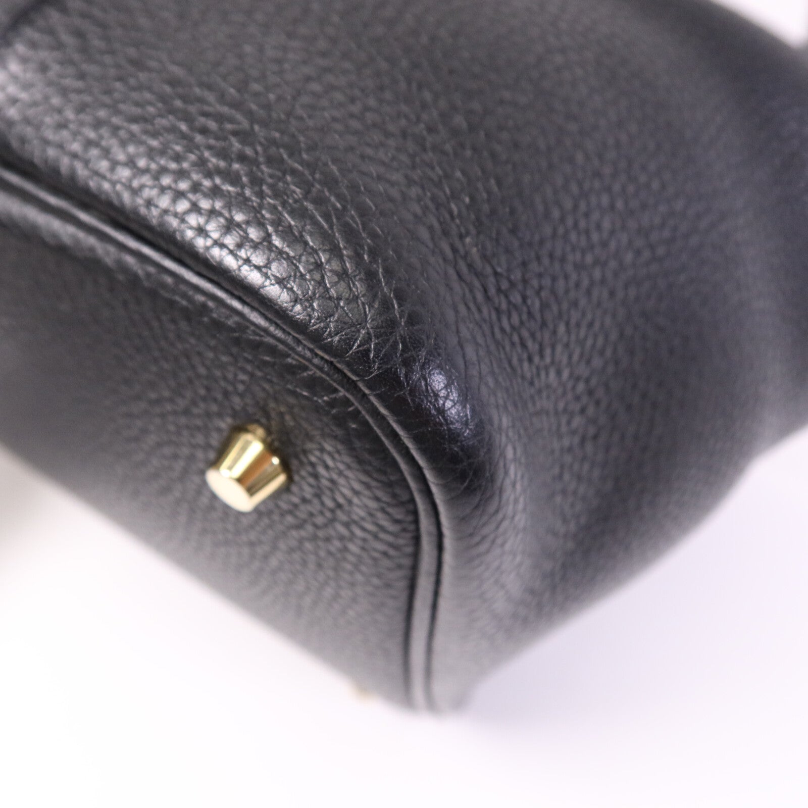 HERMES 【激減優惠】Clemence皮革Picotin MM金扣手挽袋Noir