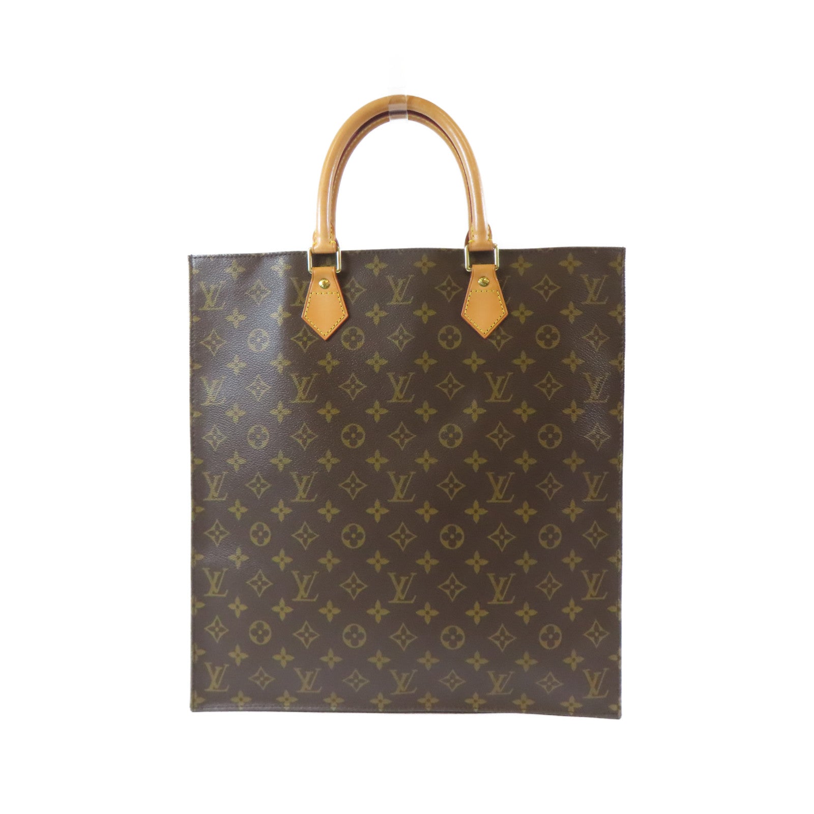 LOUIS VUITTON Monogram Sac Plat Tote Bag金扣手挽袋啡色