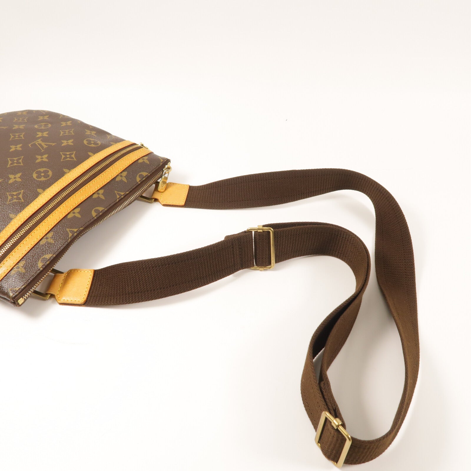 LOUIS VUITTON Monogram Pochette Bosphore金扣肩背袋棕色