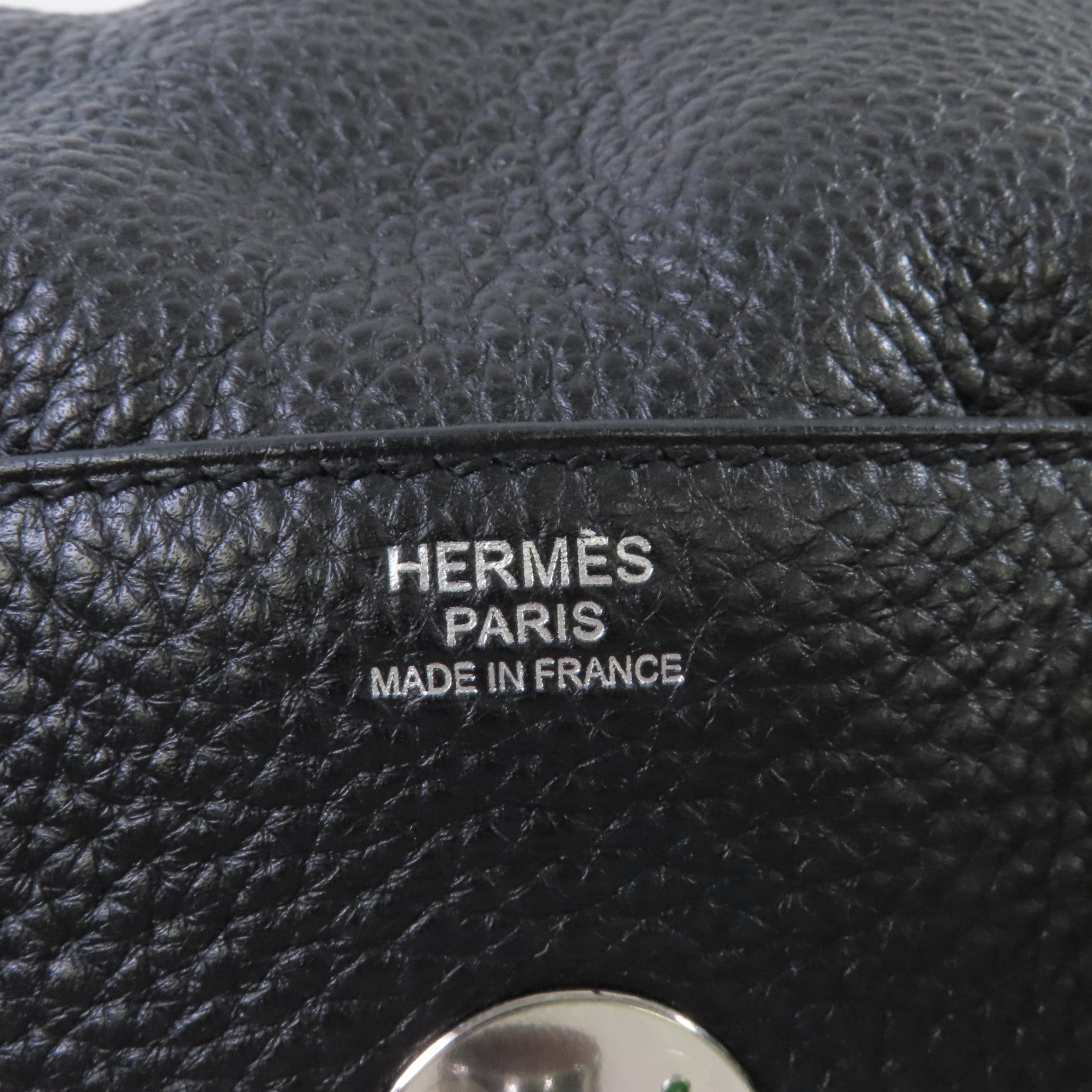 HERMES Clemence皮革Lindy 34 Shoulder Bag銀扣肩背袋黑色