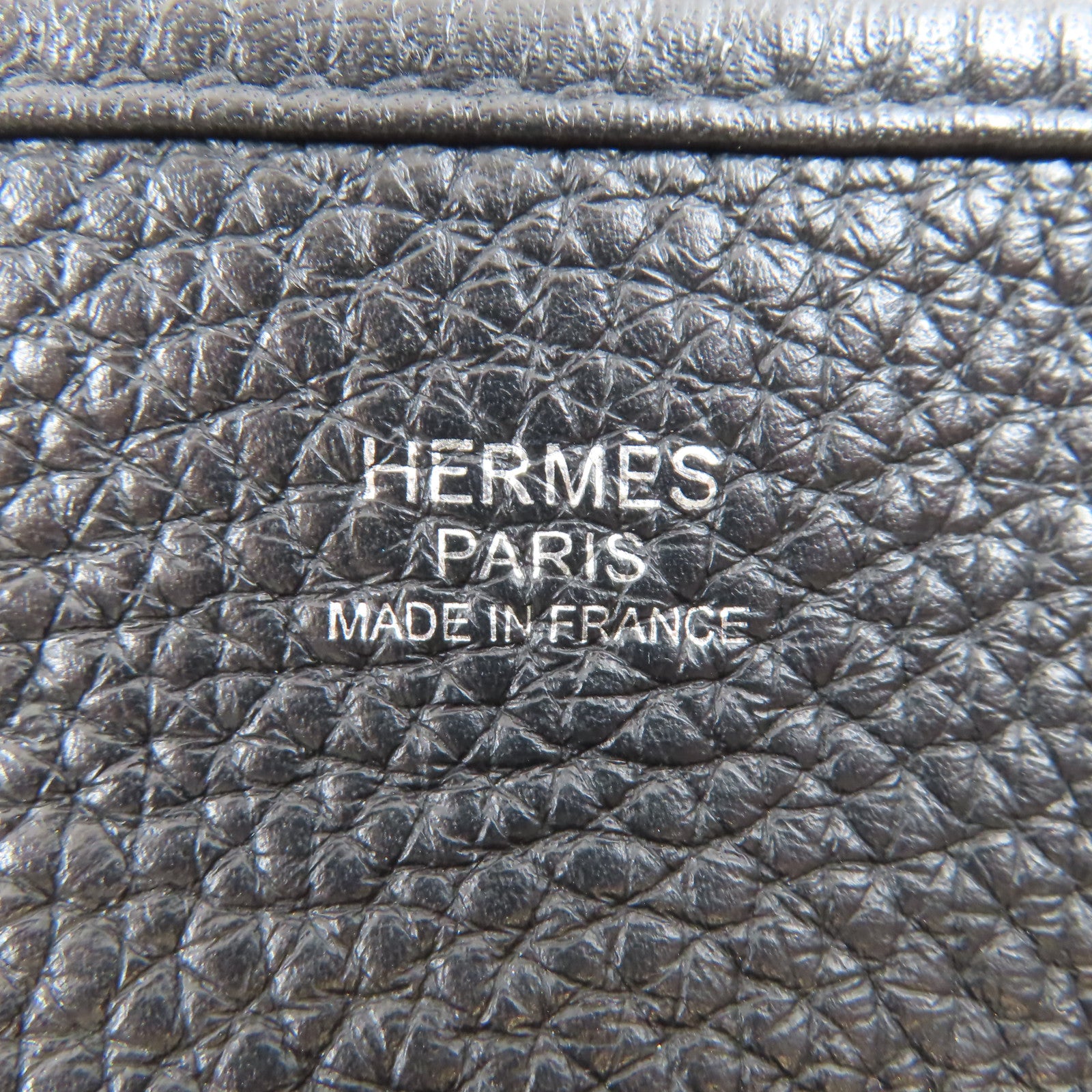 HERMES Clemence皮革Evelyne GM銀扣肩背袋黑色