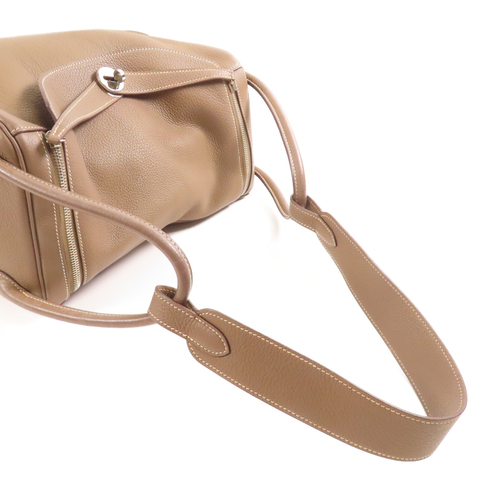 HERMES Togo皮革Lindy 34銀扣手挽肩背兩用袋18 Etoupe