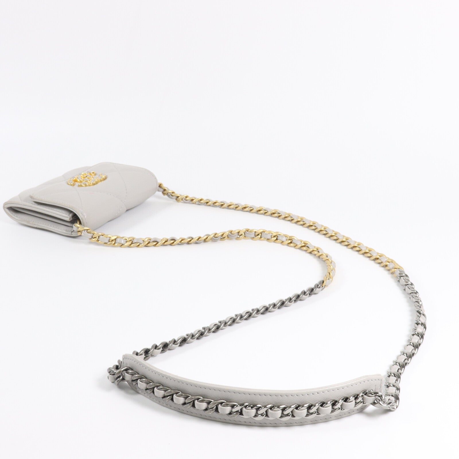 CHANEL 羊皮皮革Chanel 19 Chain Coin Purse鏈帶肩背袋