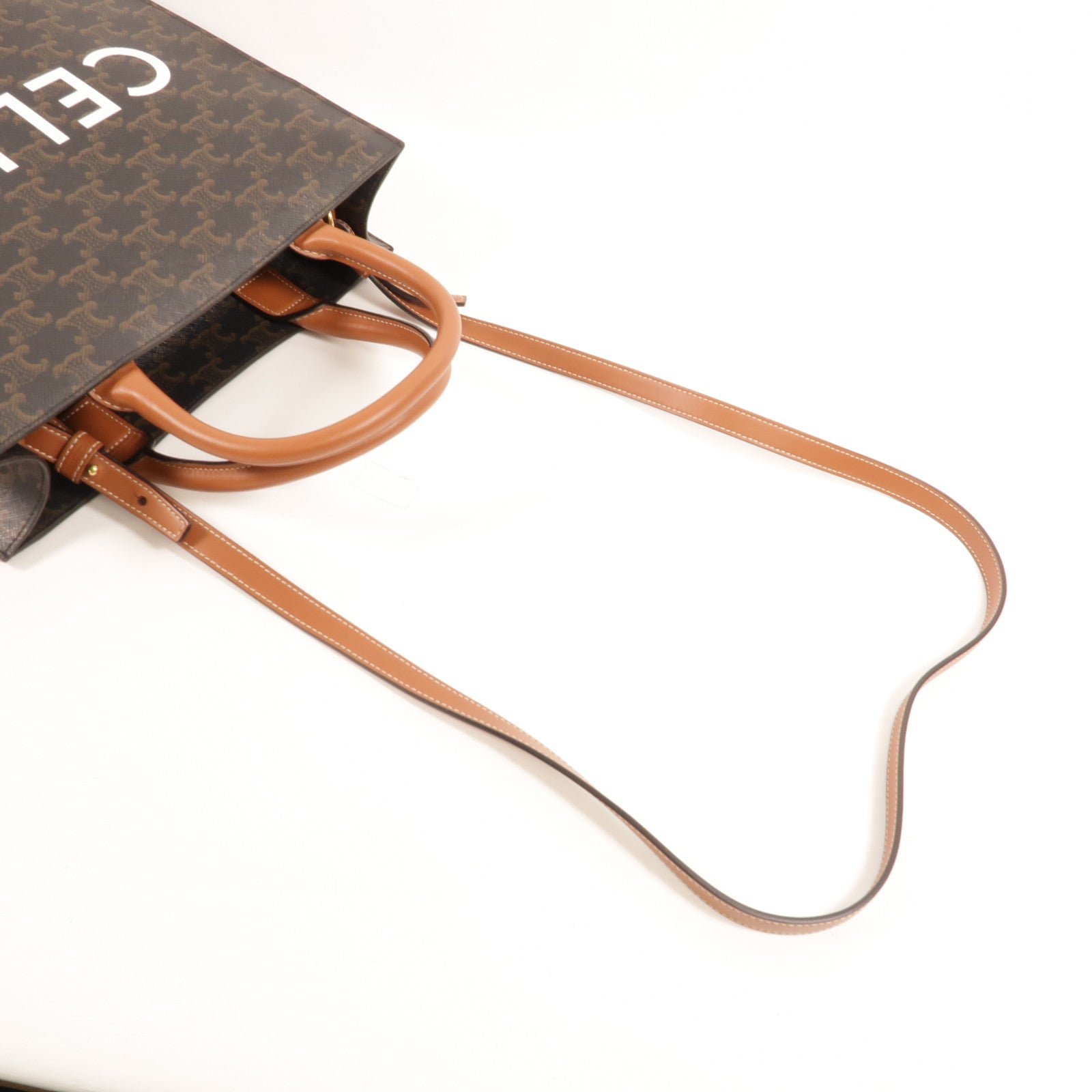 CELINE 塗層帆布Triomphe Cabas Tote Bag金扣手挽肩背兩用袋
