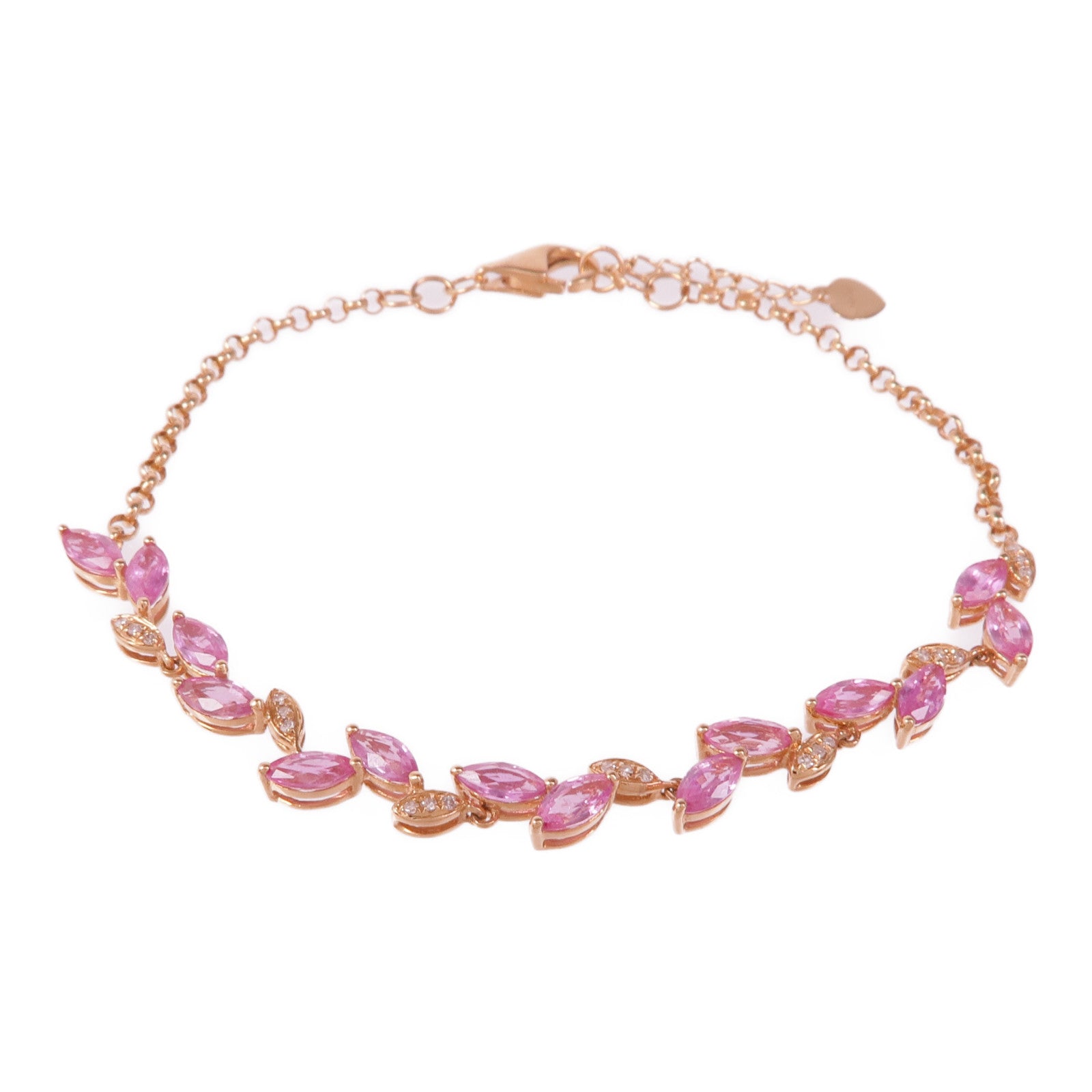 JEWELRY 18K玫瑰金Sapphire/Diamond Bracelet粉紅色藍寶石/鑽石手鏈