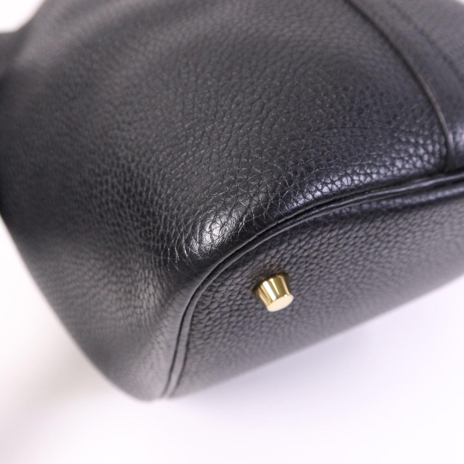 HERMES 【激減優惠】Clemence皮革Picotin MM金扣手挽袋Noir