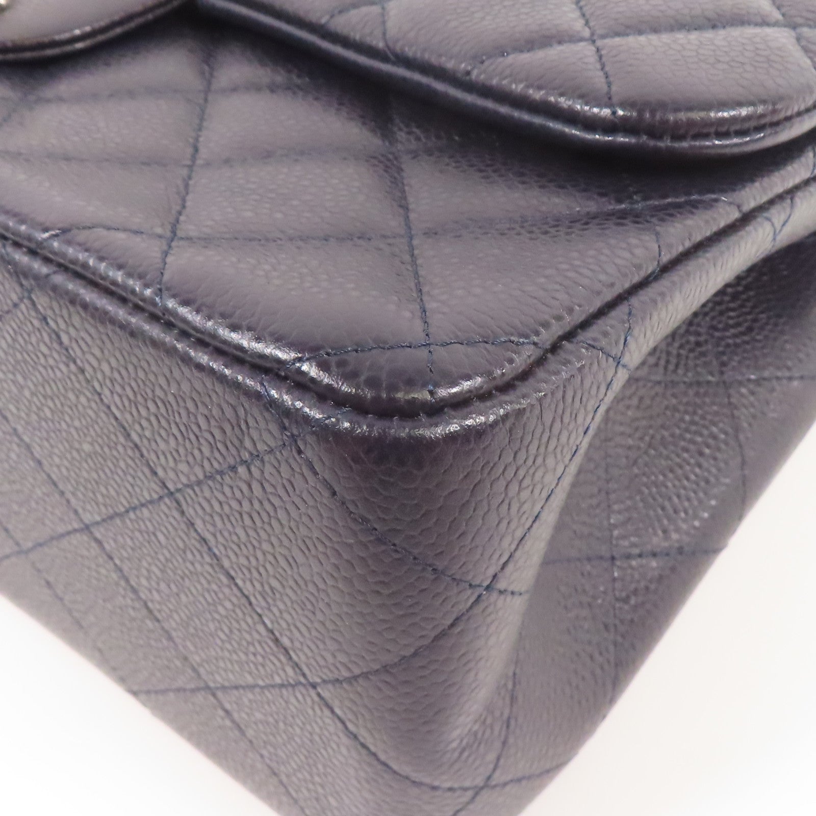 CHANEL 牛皮皮革Large Classic銀扣鏈帶肩背袋