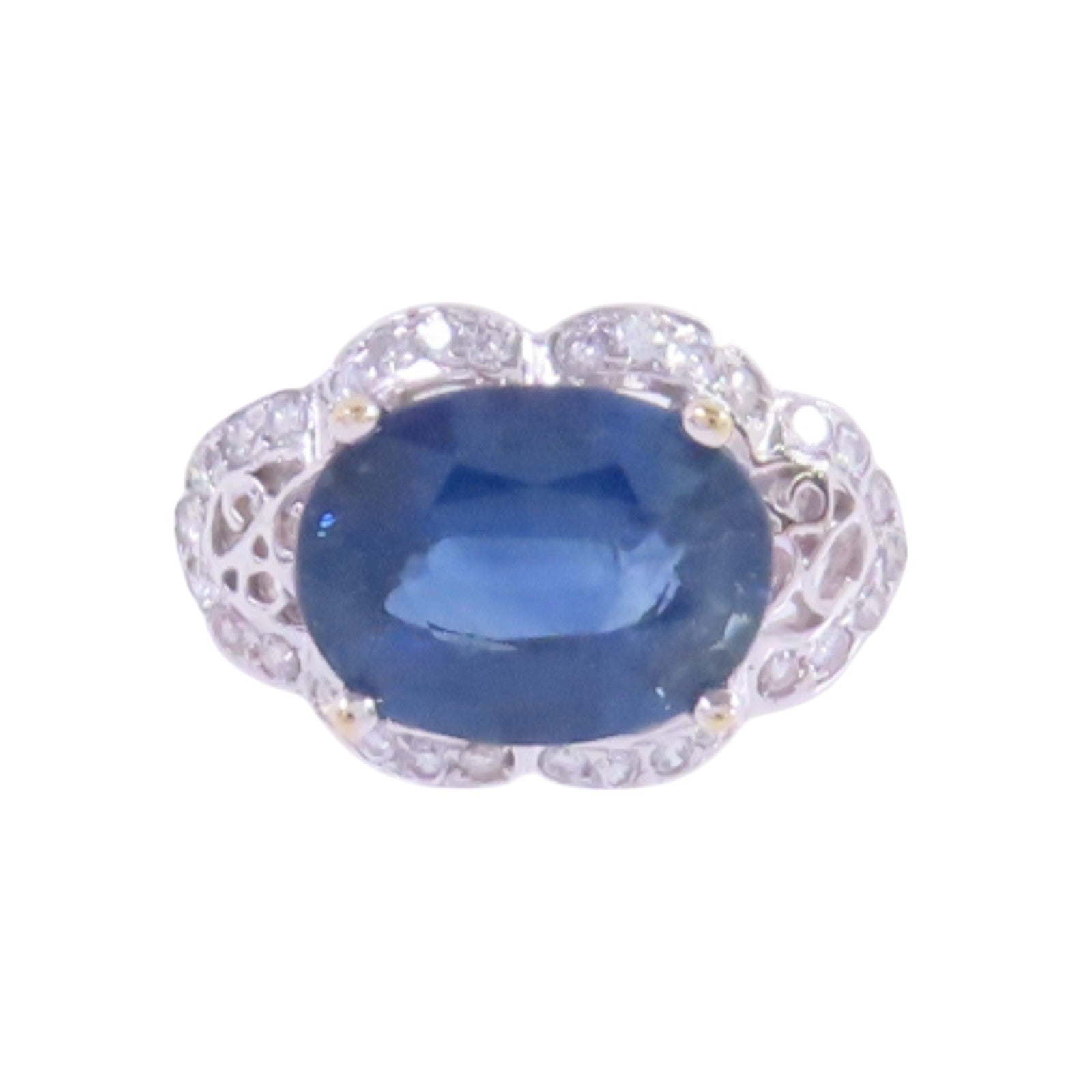 JEWELRY 【激減優惠】18K白金/藍寶石/鑽石Sapphire Diamond Ring戒指US#4.25