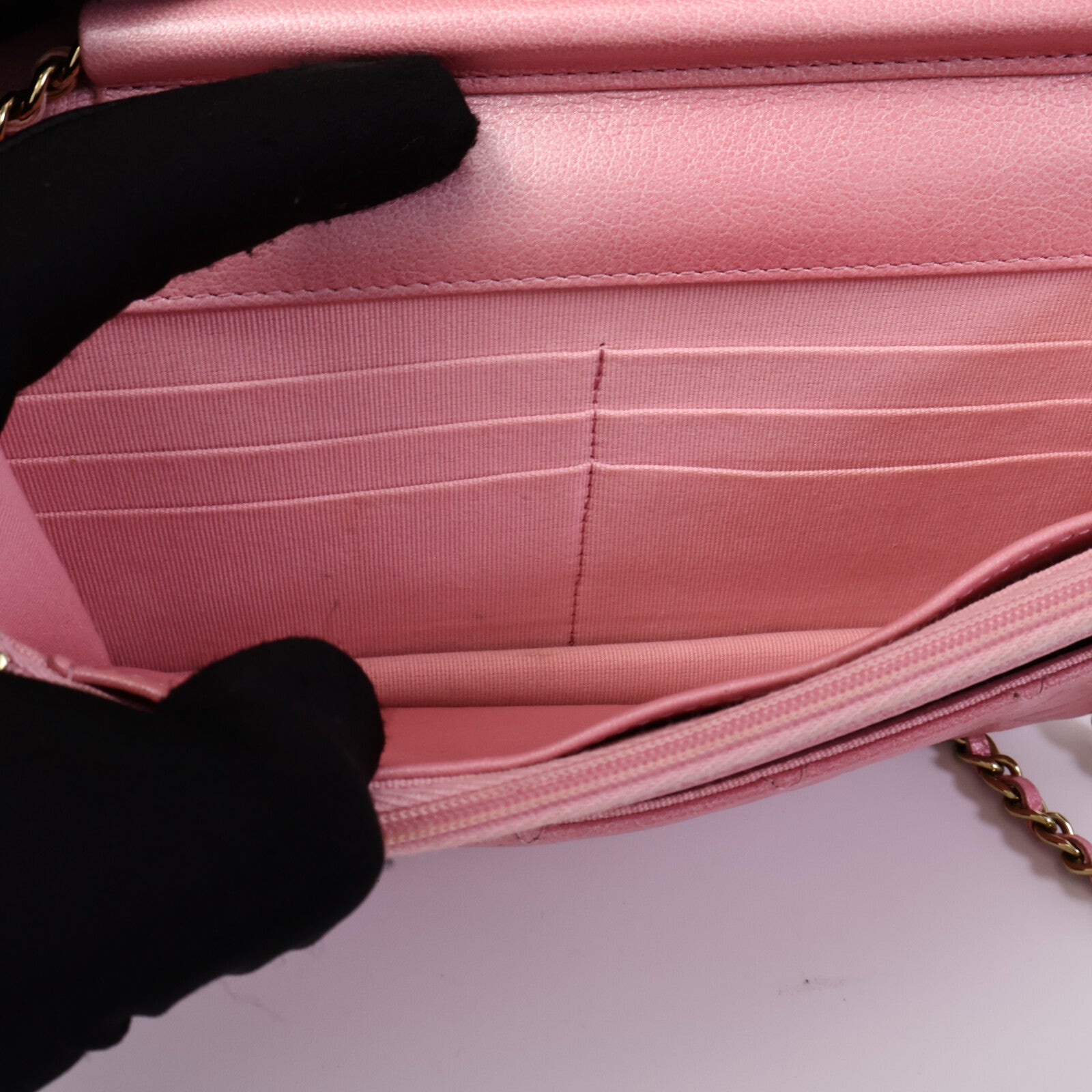 CHANEL 【激減優惠】牛皮皮革WOC Wallet On Chain鏈帶肩背袋