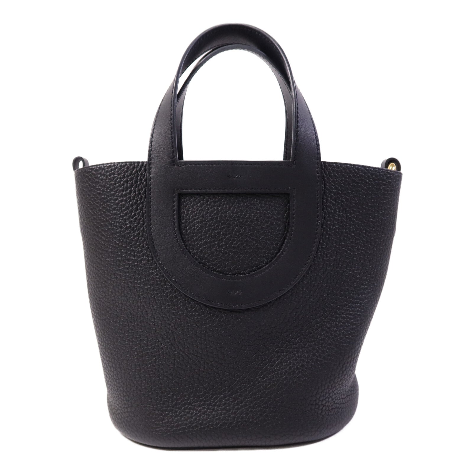 HERMES Clemence皮革In The Loop 18金扣手挽袋Noir