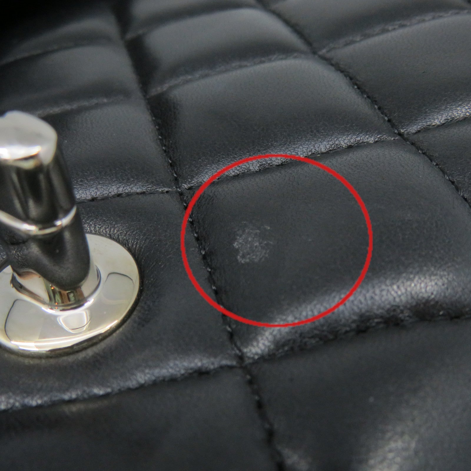 CHANEL 菱格羊皮皮革Jumbo Shoulder Bag银扣链带肩背袋黑色